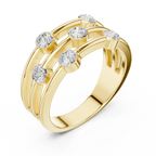10K White Gold Multi-Row Bezel Diamond Statement Ring