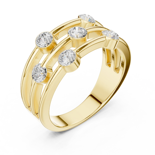 10K White Gold Multi-Row Bezel Diamond Statement Ring