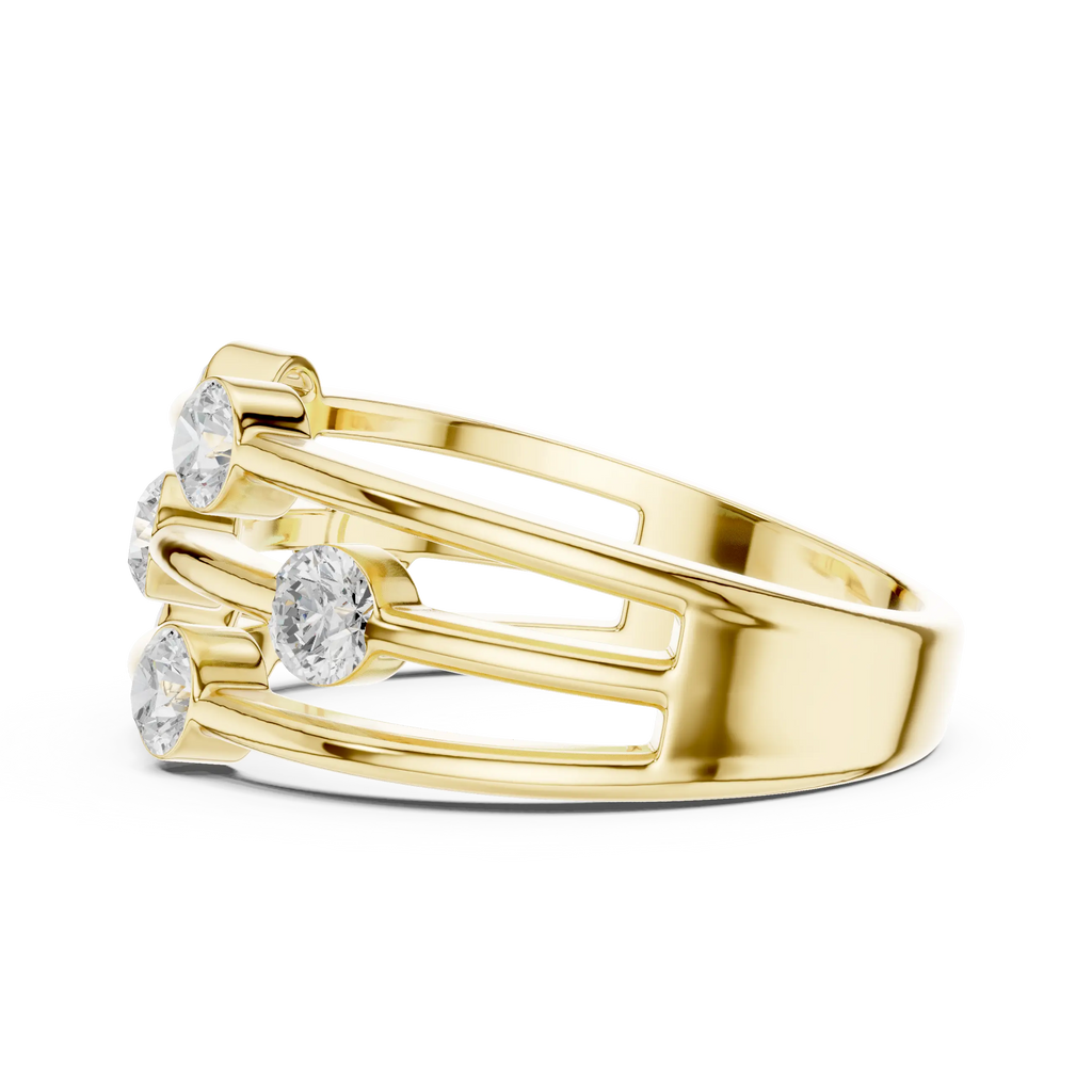 10K White Gold Multi-Row Bezel Diamond Statement Ring