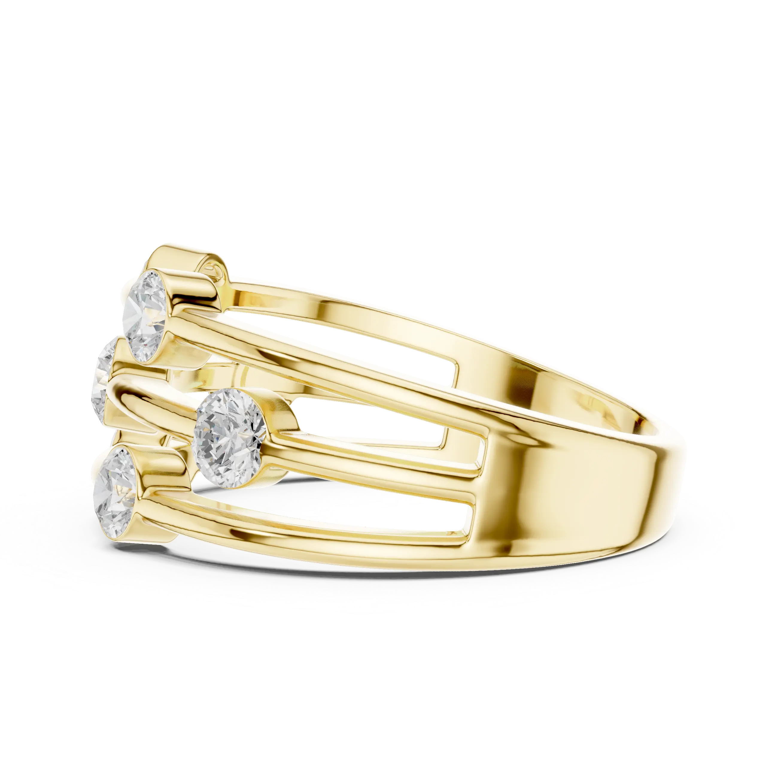 10K White Gold Multi-Row Bezel Diamond Statement Ring