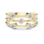 10K White Gold Multi-Row Bezel Diamond Statement Ring
