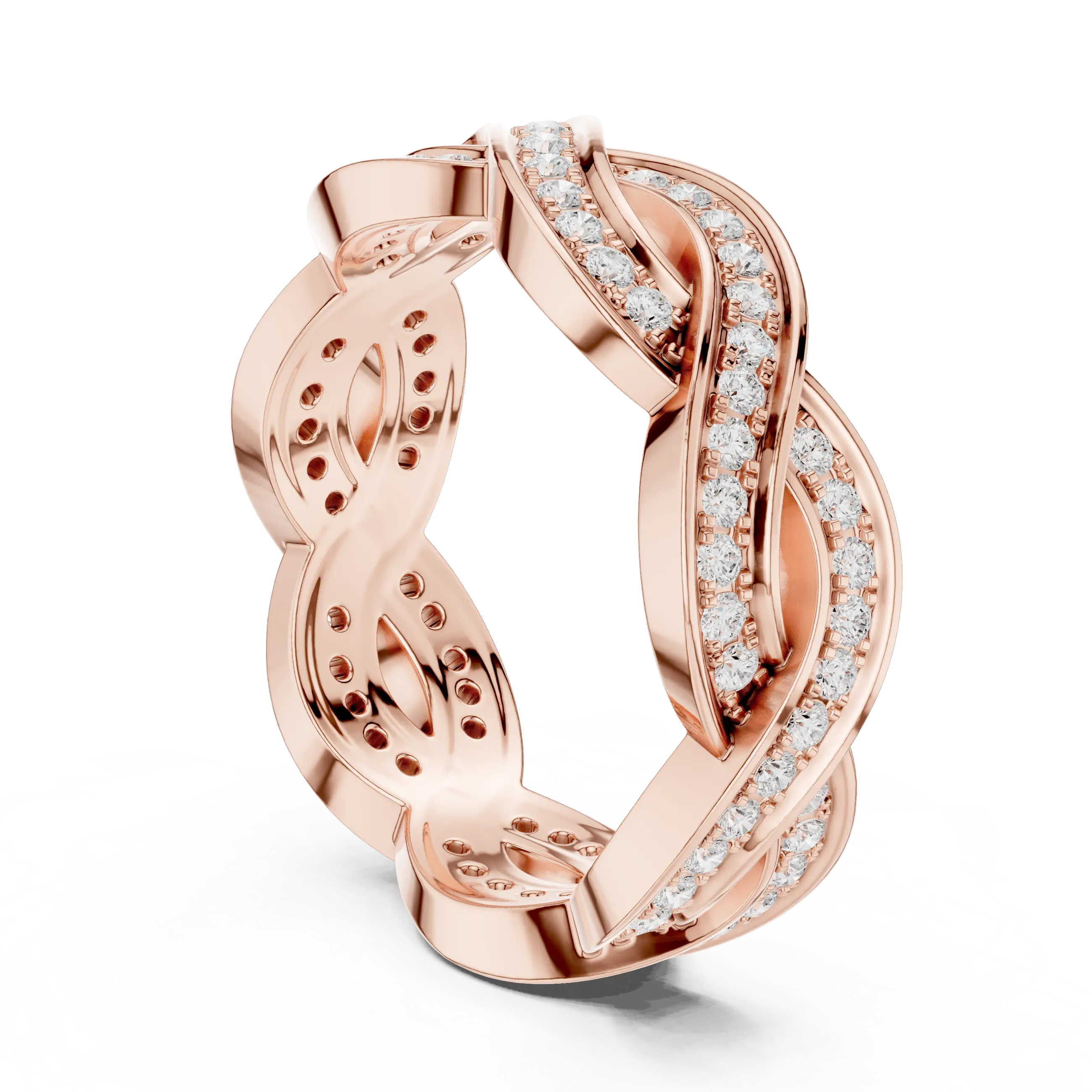 14K Rose Gold Braided Infinity Pavé Lab Grown Diamond Band