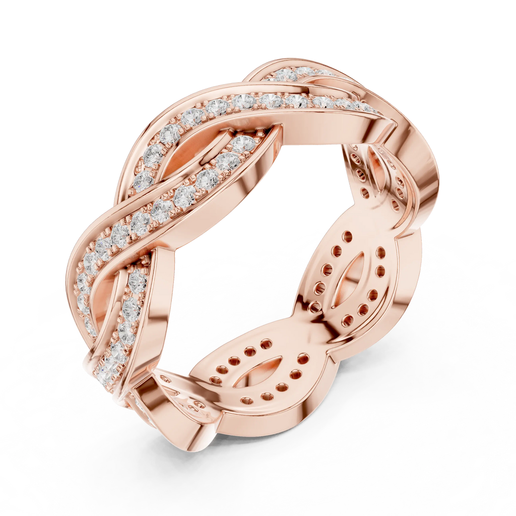 14K Rose Gold Braided Infinity Pavé Lab Grown Diamond Band