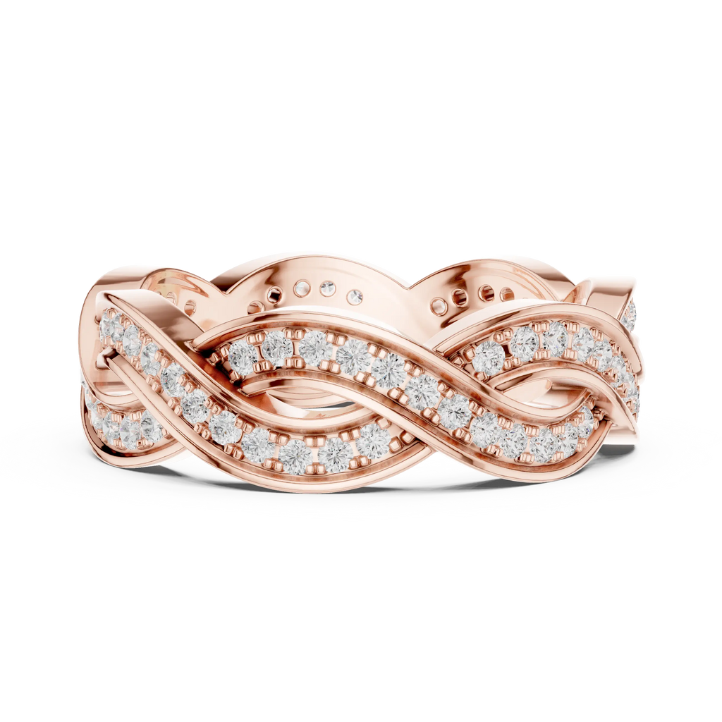 14K Rose Gold Braided Infinity Pavé Lab Grown Diamond Band