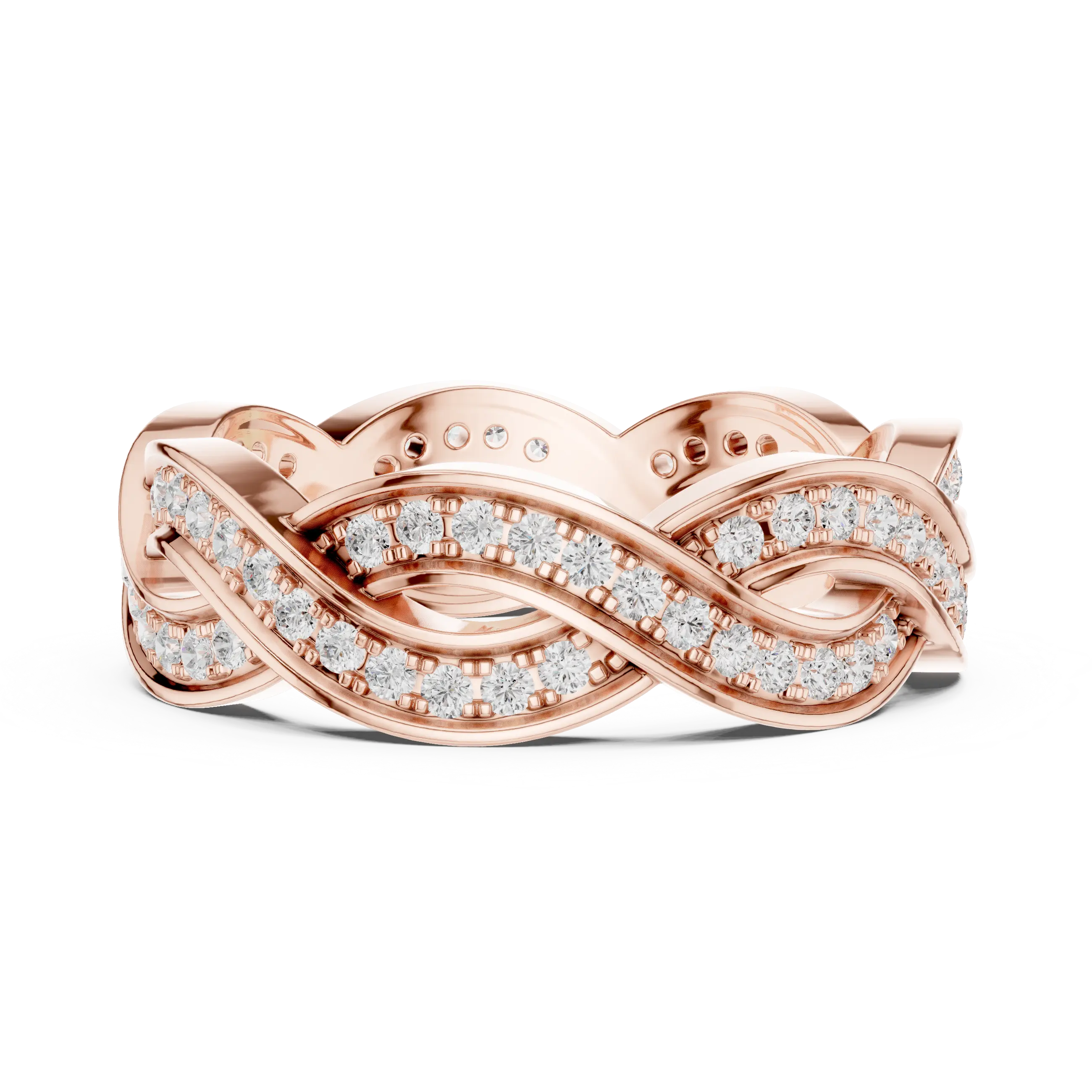 14K Rose Gold Braided Infinity Pavé Lab Grown Diamond Band