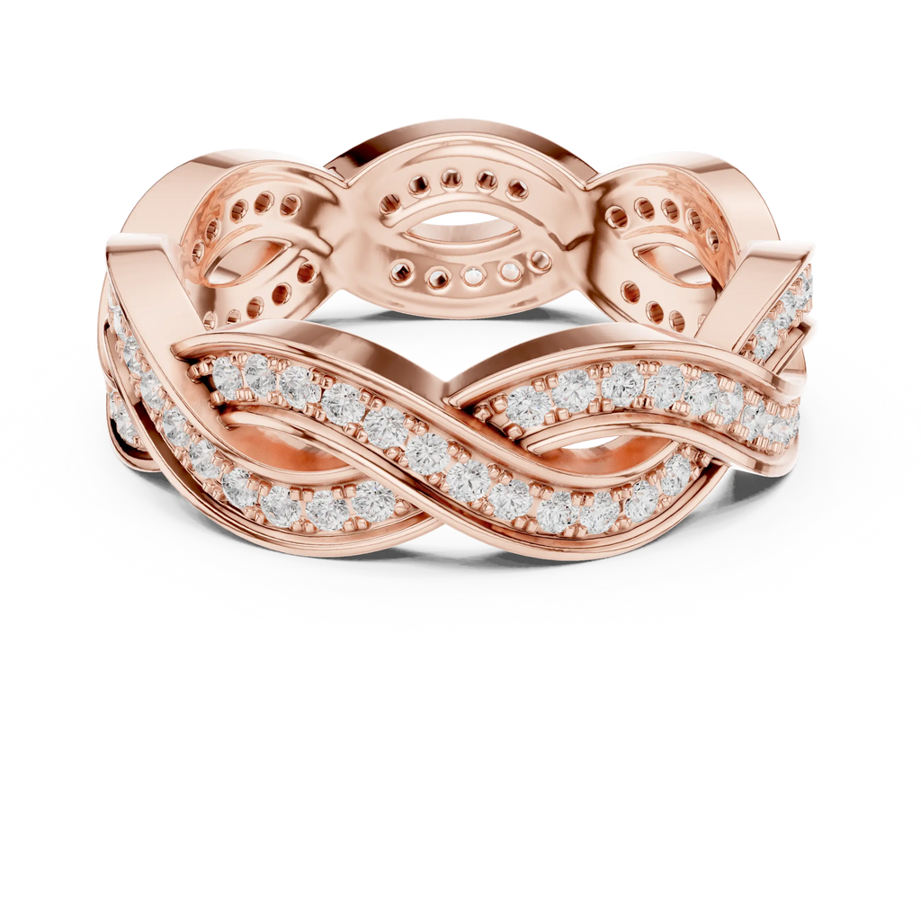 14K Rose Gold Braided Infinity Pavé Lab Grown Diamond Band
