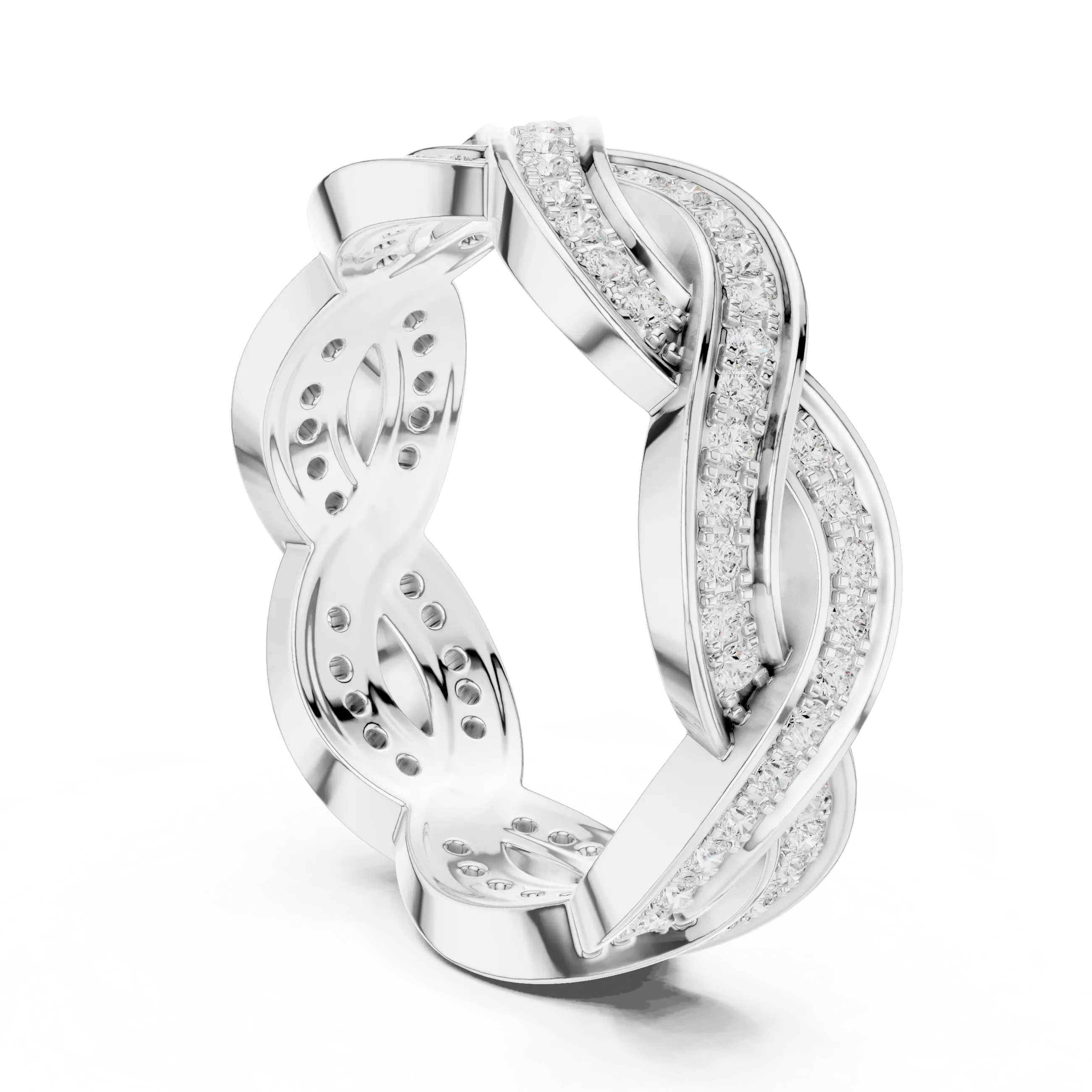 14K Rose Gold Braided Infinity Pavé Lab Grown Diamond Band