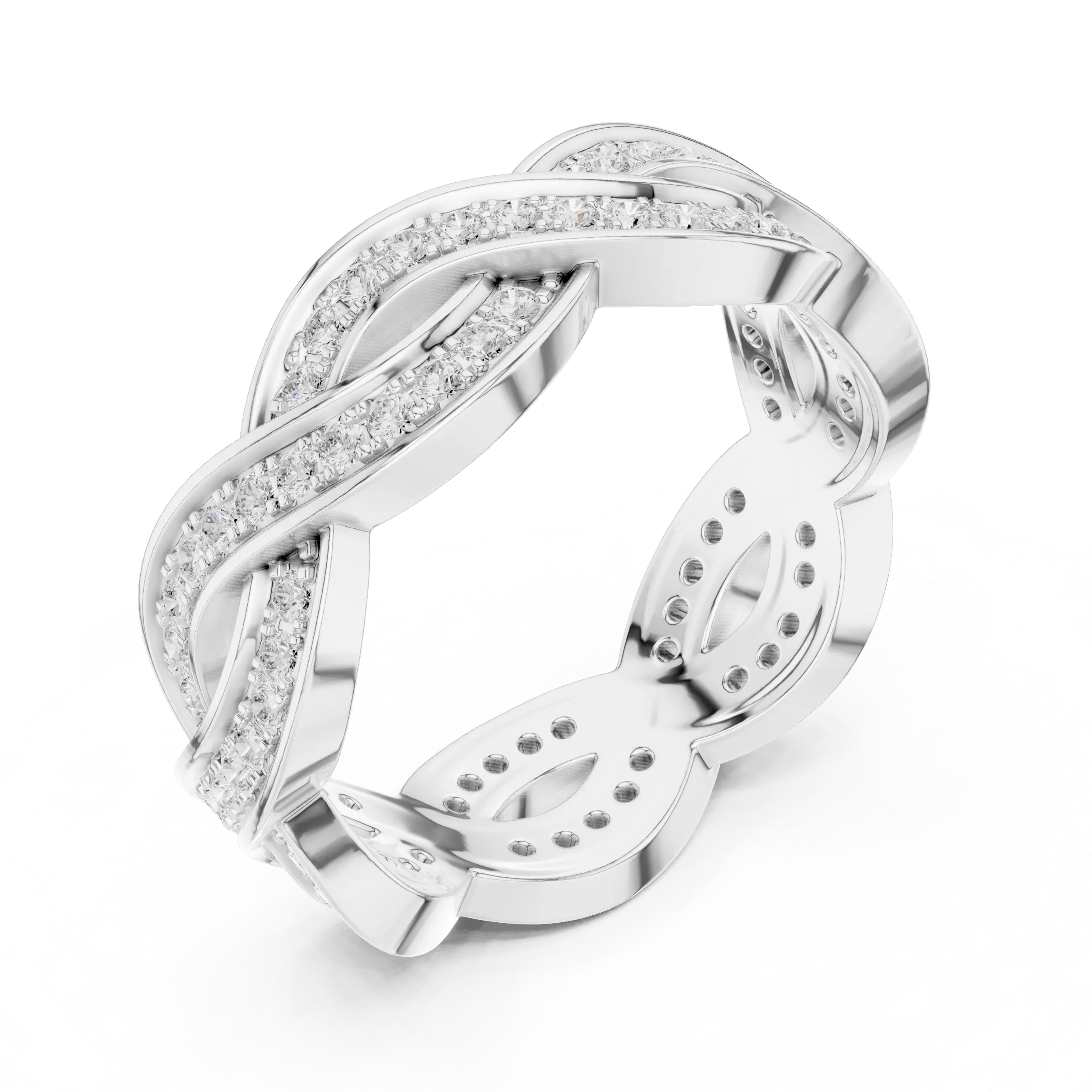 14K Rose Gold Braided Infinity Pavé Lab Grown Diamond Band