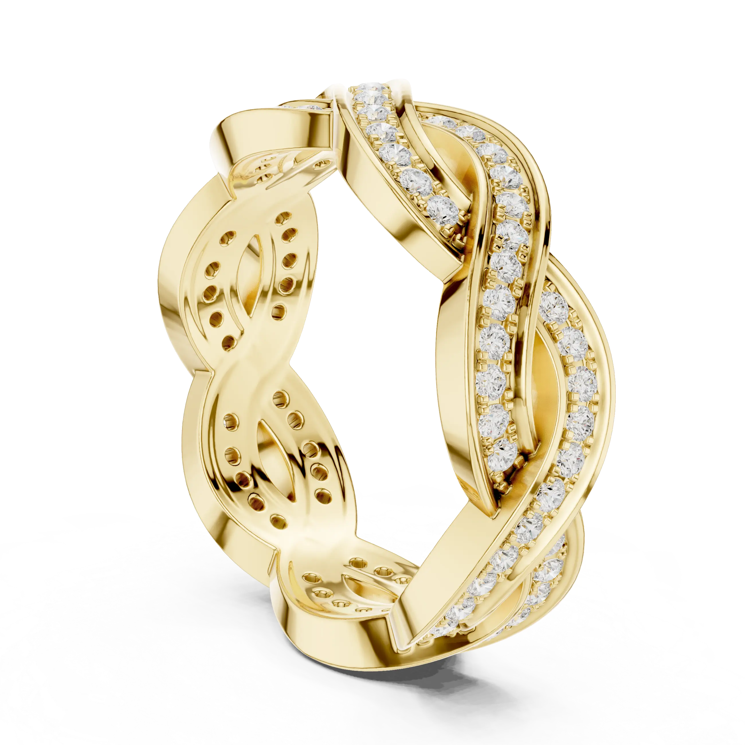 14K Rose Gold Braided Infinity Pavé Lab Grown Diamond Band