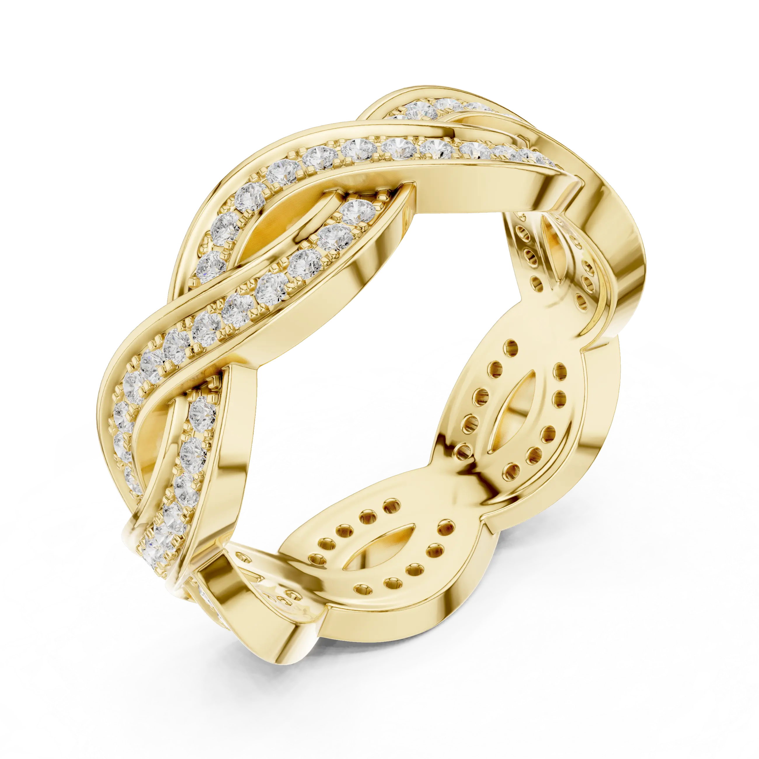 14K Rose Gold Braided Infinity Pavé Lab Grown Diamond Band
