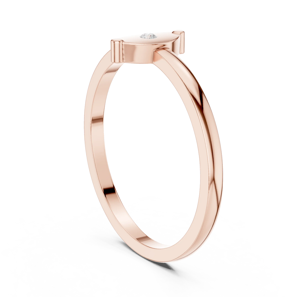 10K Yellow Gold Marquise Inlay Diamond Stacking  Band