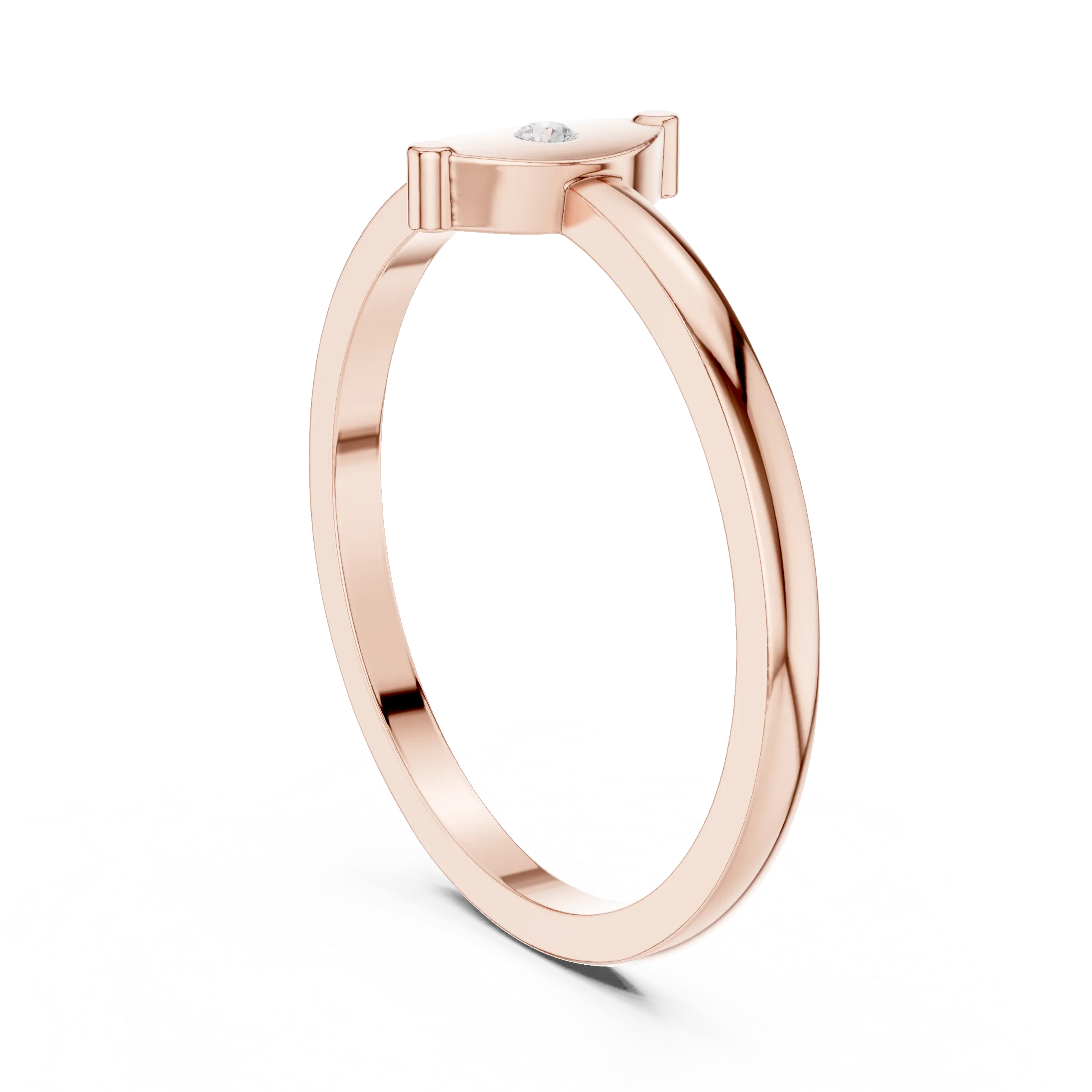 10K Yellow Gold Marquise Inlay Diamond Stacking  Band