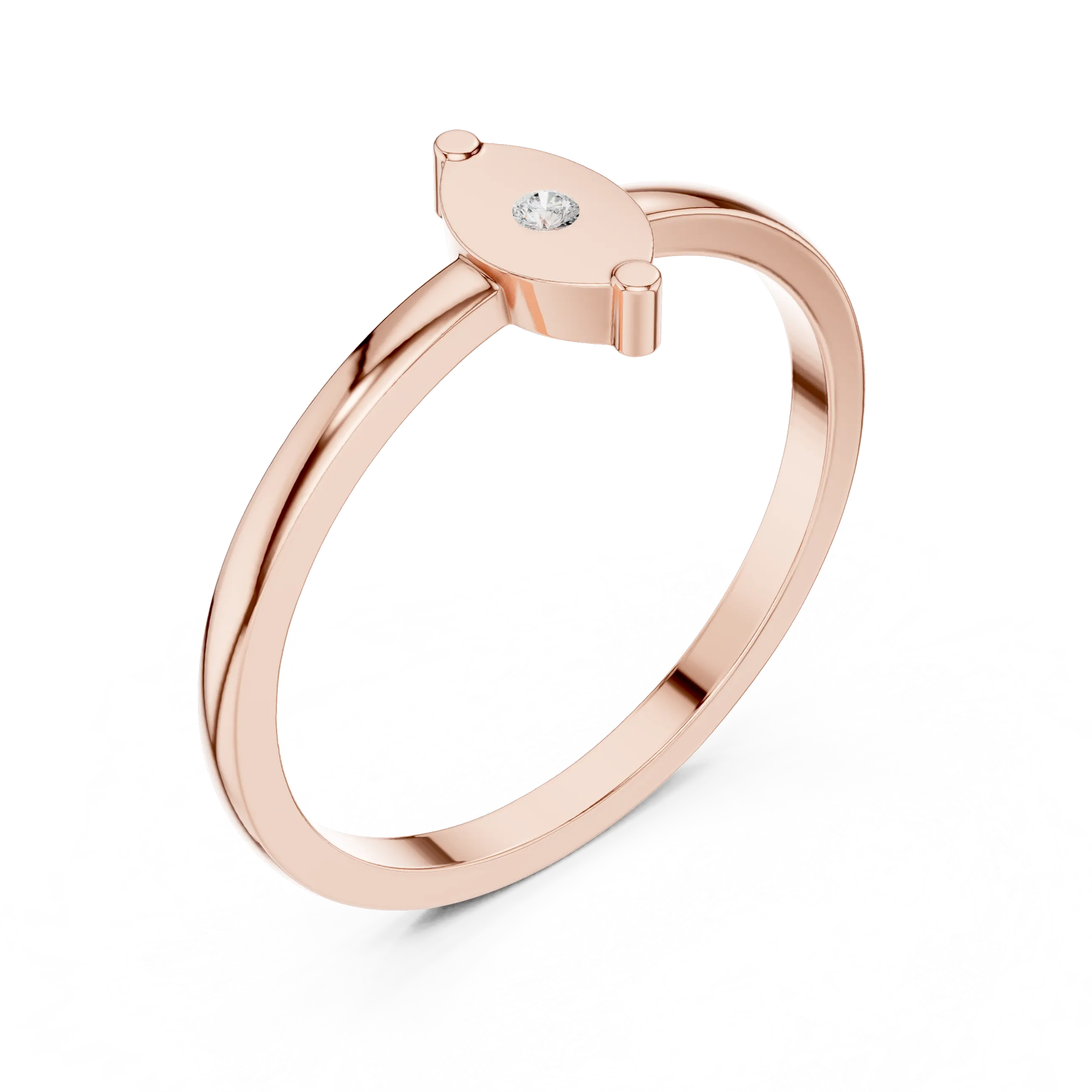 10K Yellow Gold Marquise Inlay Diamond Stacking  Band