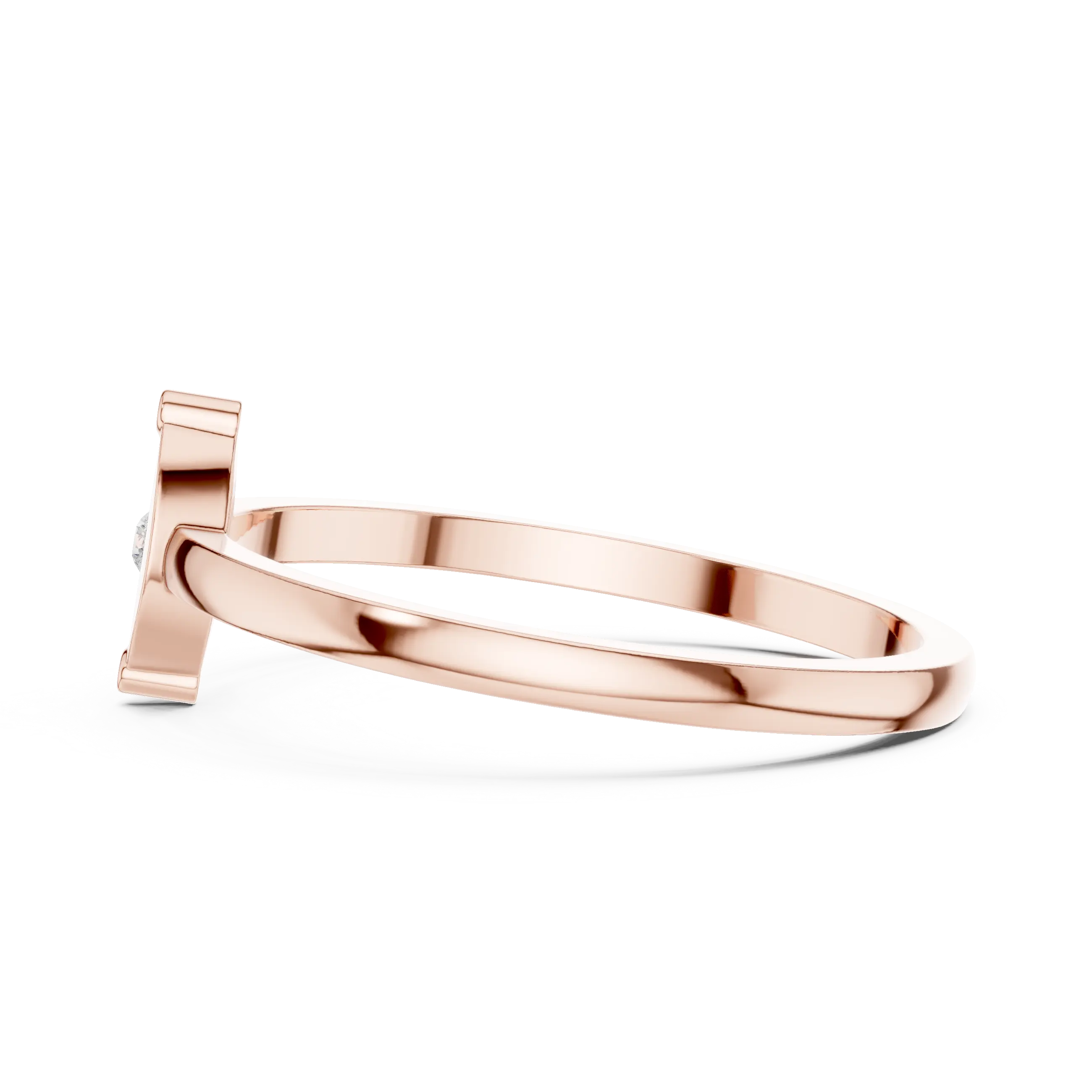 10K Yellow Gold Marquise Inlay Diamond Stacking  Band