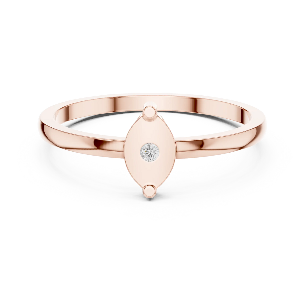 10K Yellow Gold Marquise Inlay Diamond Stacking  Band