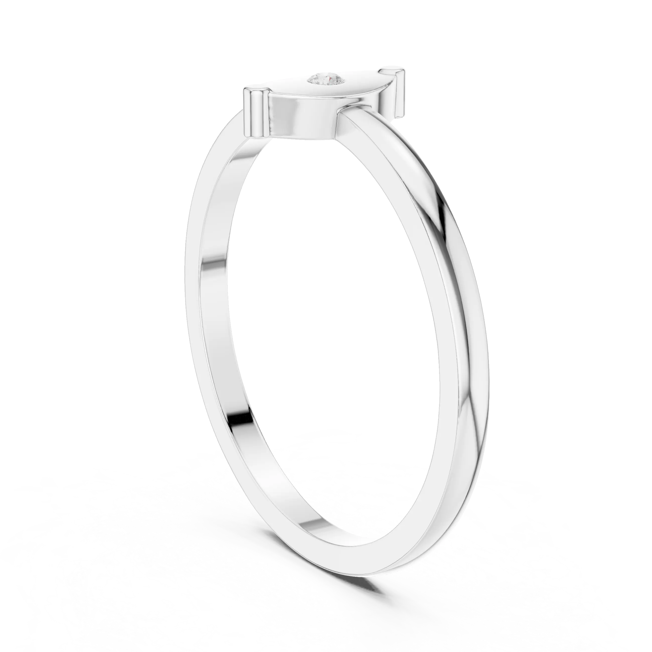 10K Yellow Gold Marquise Inlay Diamond Stacking  Band