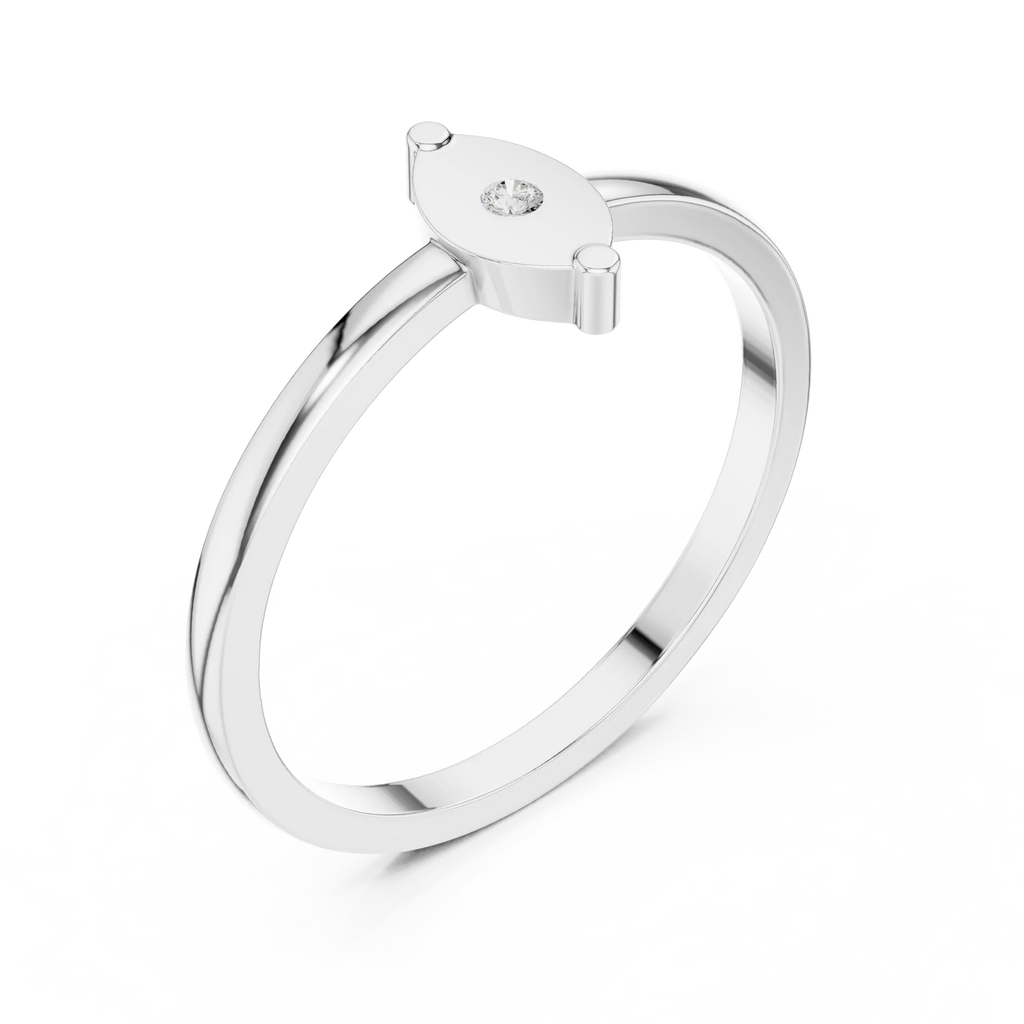 10K Yellow Gold Marquise Inlay Diamond Stacking  Band