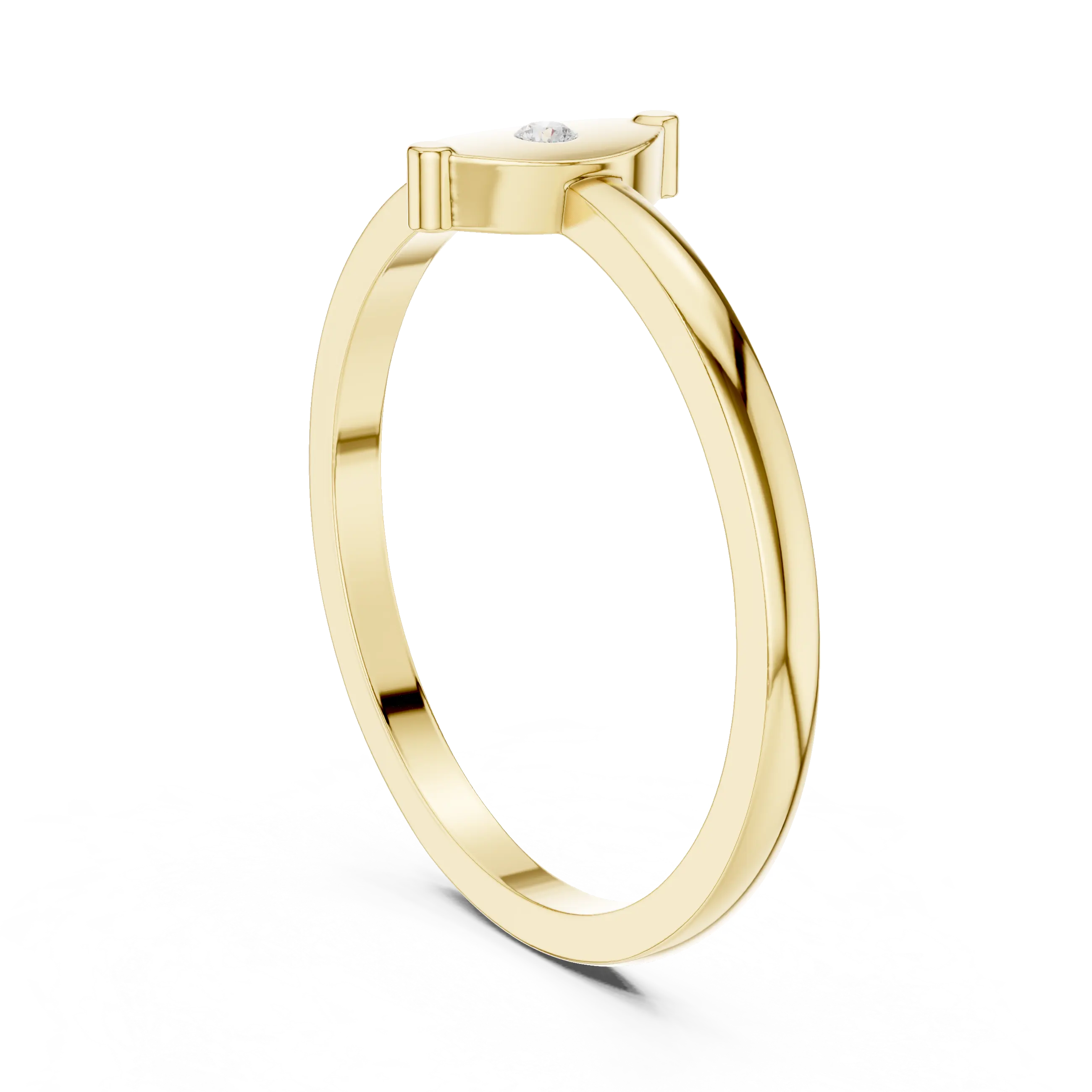 10K Yellow Gold Marquise Inlay Diamond Stacking  Band