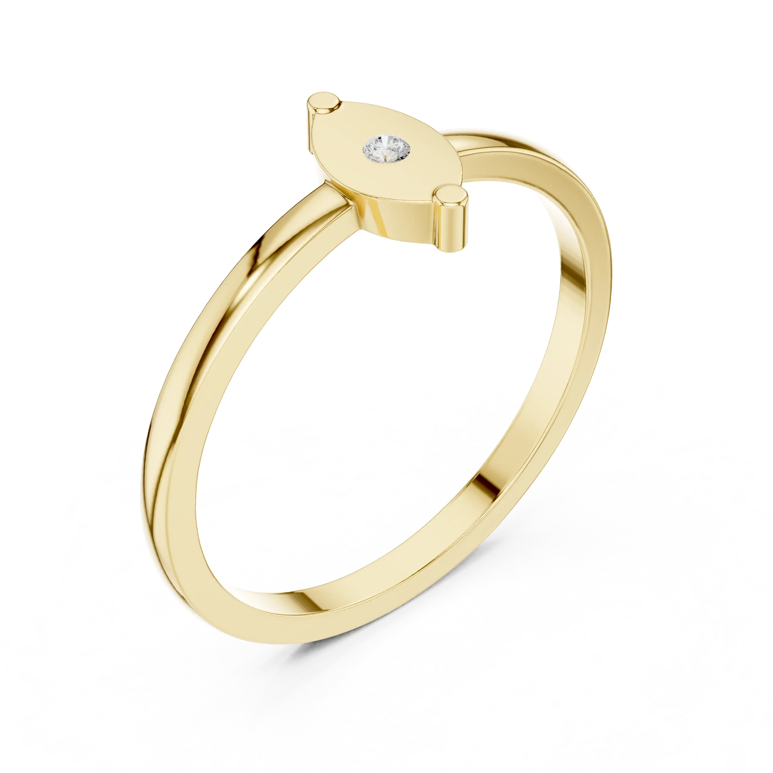 10K Yellow Gold Marquise Inlay Diamond Stacking  Band