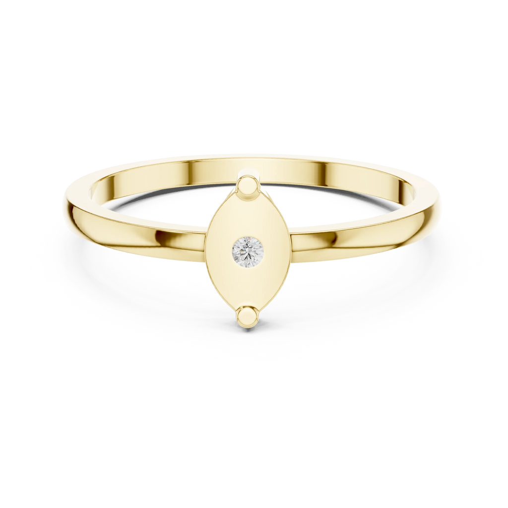 10K Yellow Gold Marquise Inlay Diamond Stacking  Band