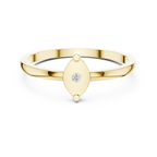 10K Yellow Gold Marquise Inlay Diamond Stacking  Band