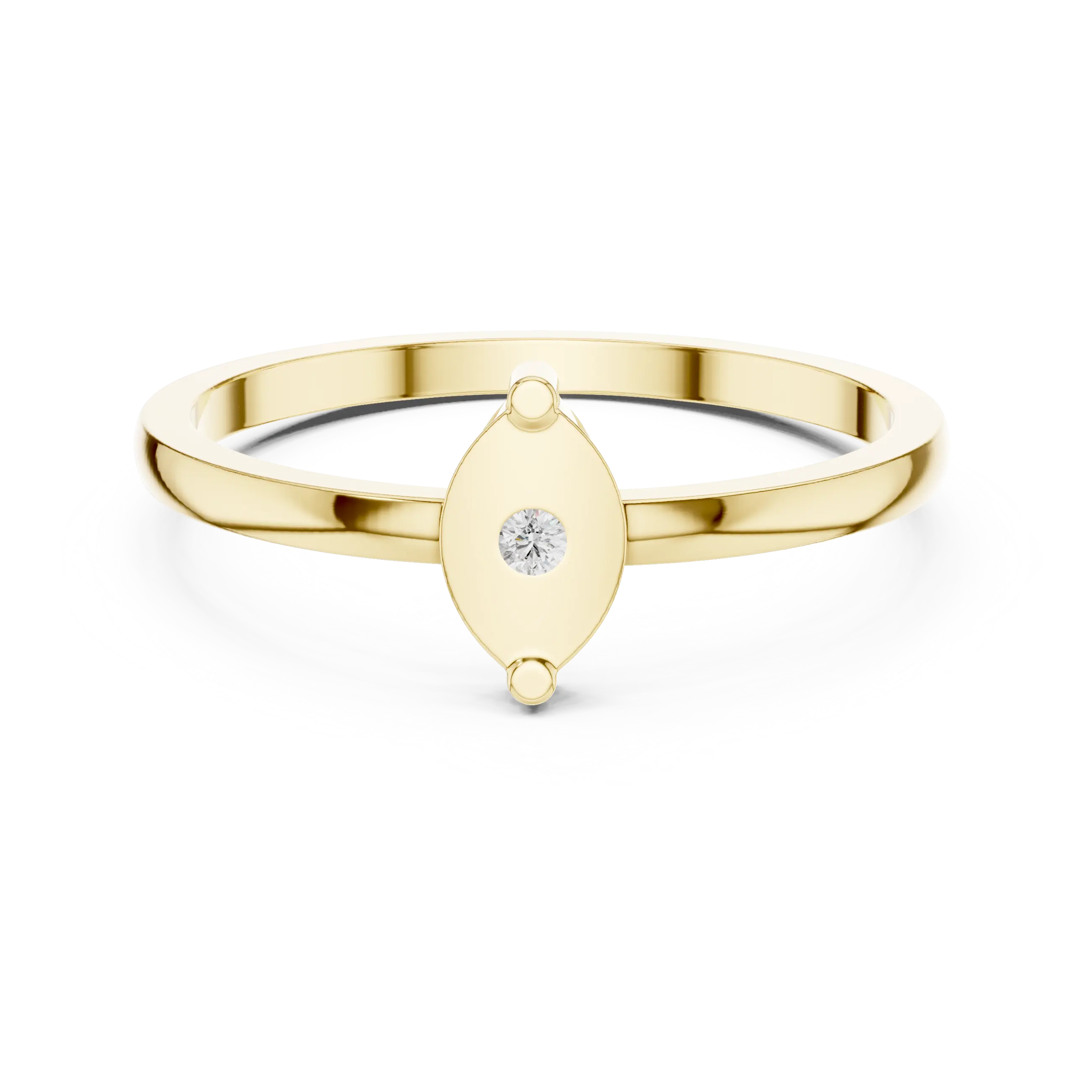 10K Yellow Gold Marquise Inlay Diamond Stacking  Band