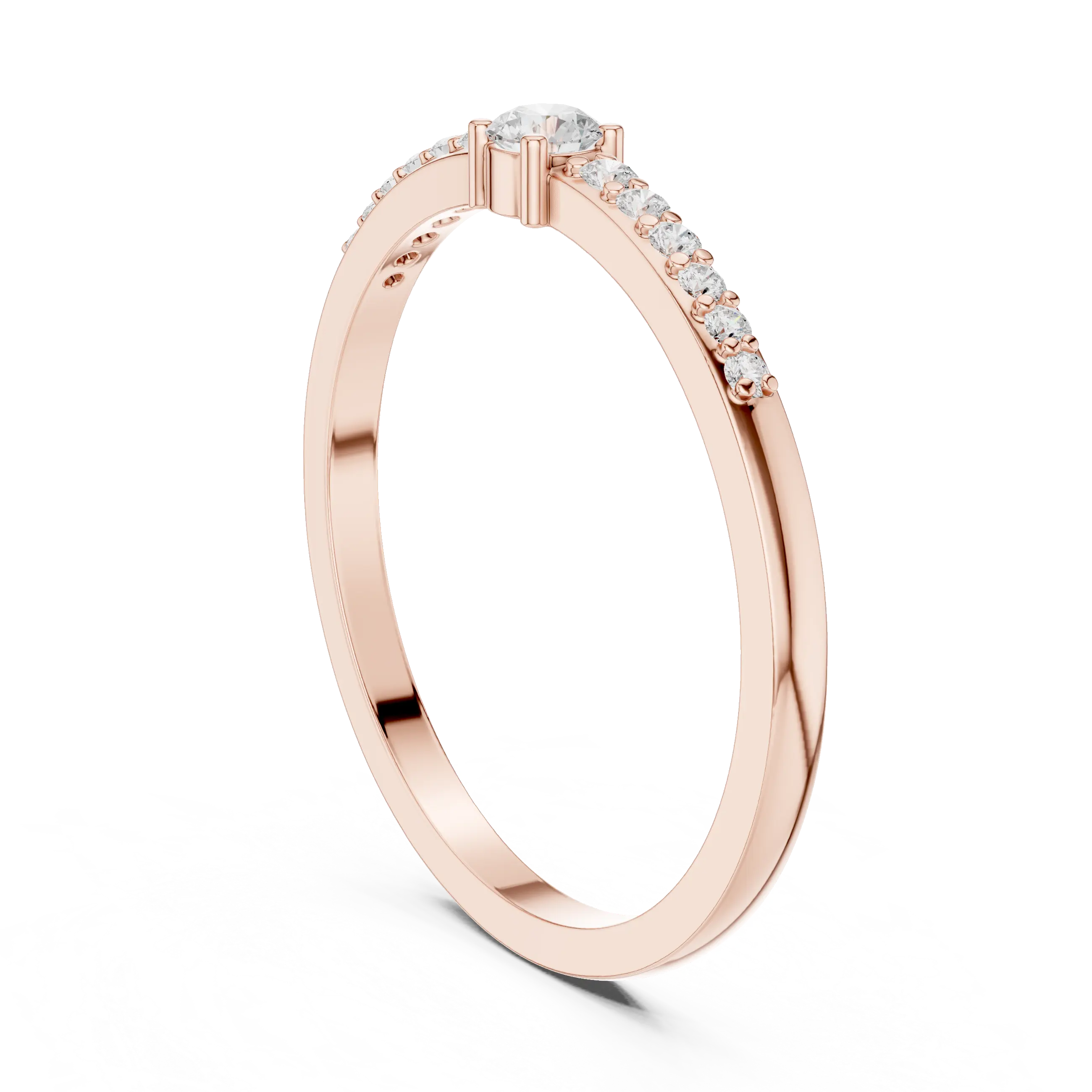 14K White Gold Petite Round Diamond Classic Pavé Accent Stacking Band