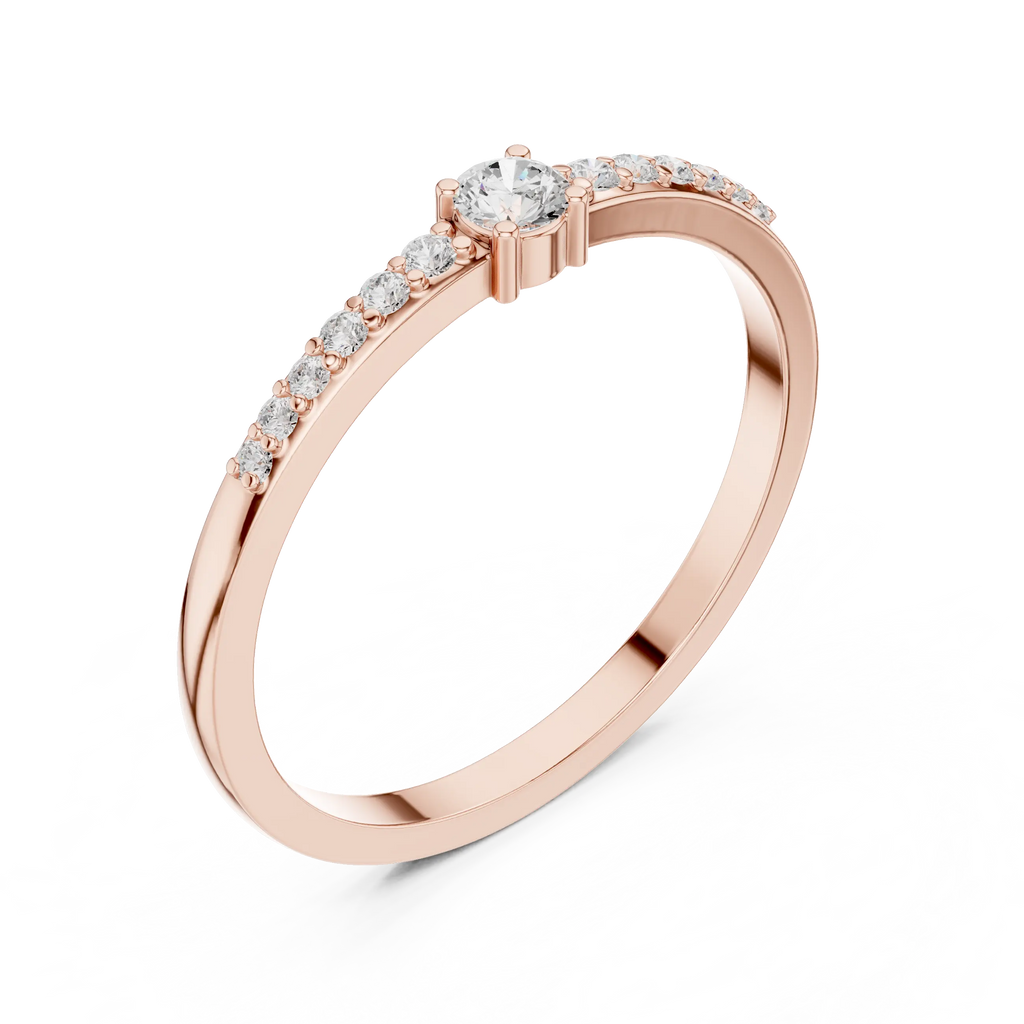 14K White Gold Petite Round Diamond Classic Pavé Accent Stacking Band