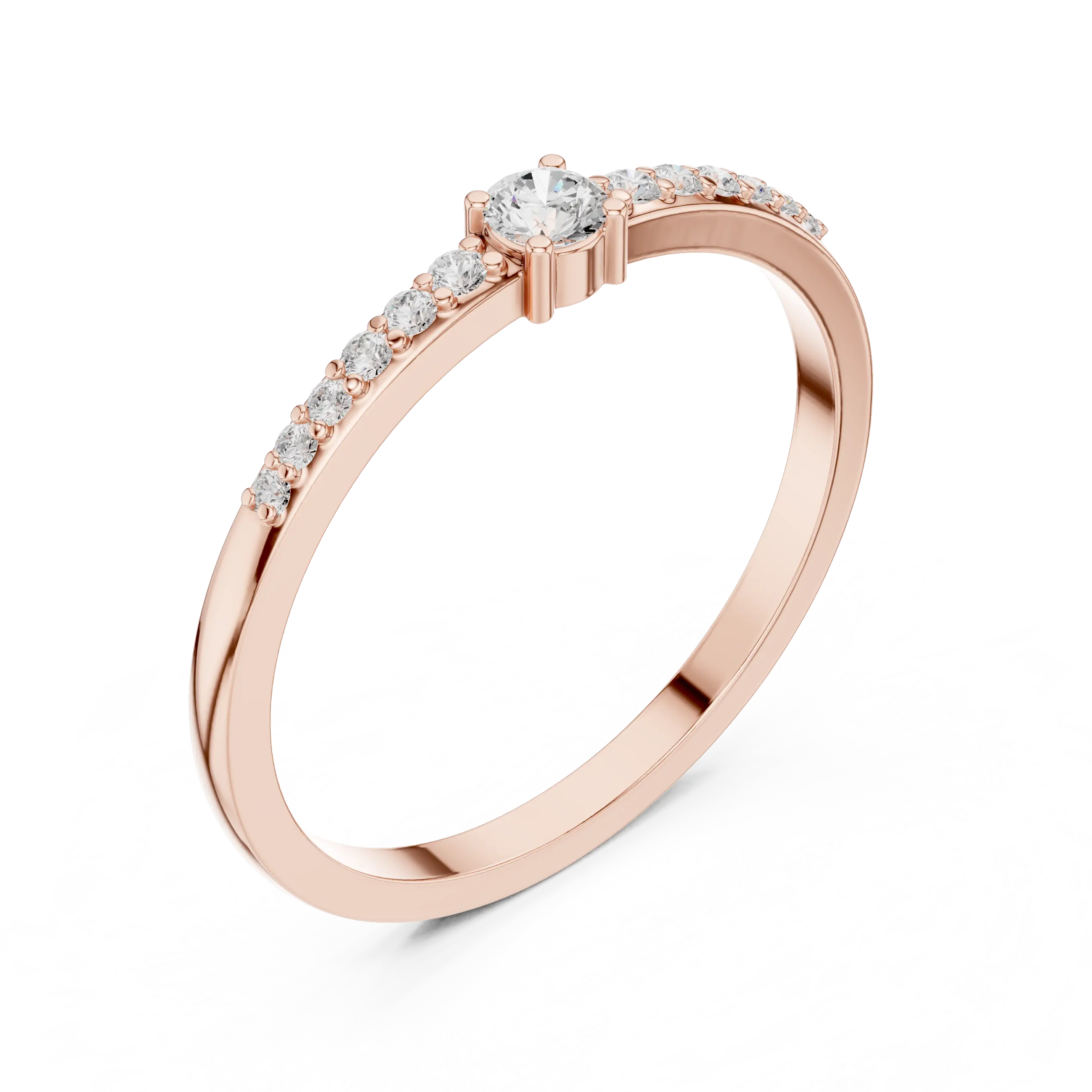 14K White Gold Petite Round Diamond Classic Pavé Accent Stacking Band