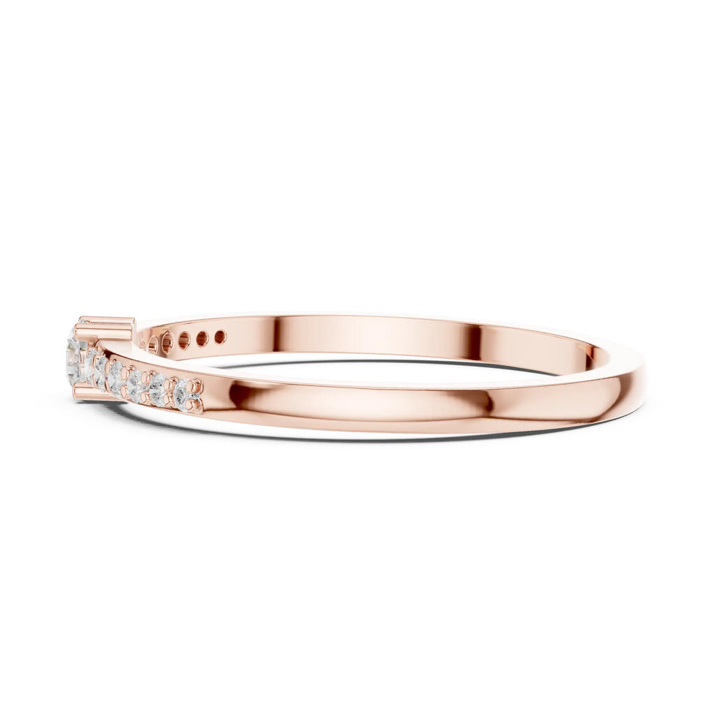 14K White Gold Petite Round Diamond Classic Pavé Accent Stacking Band