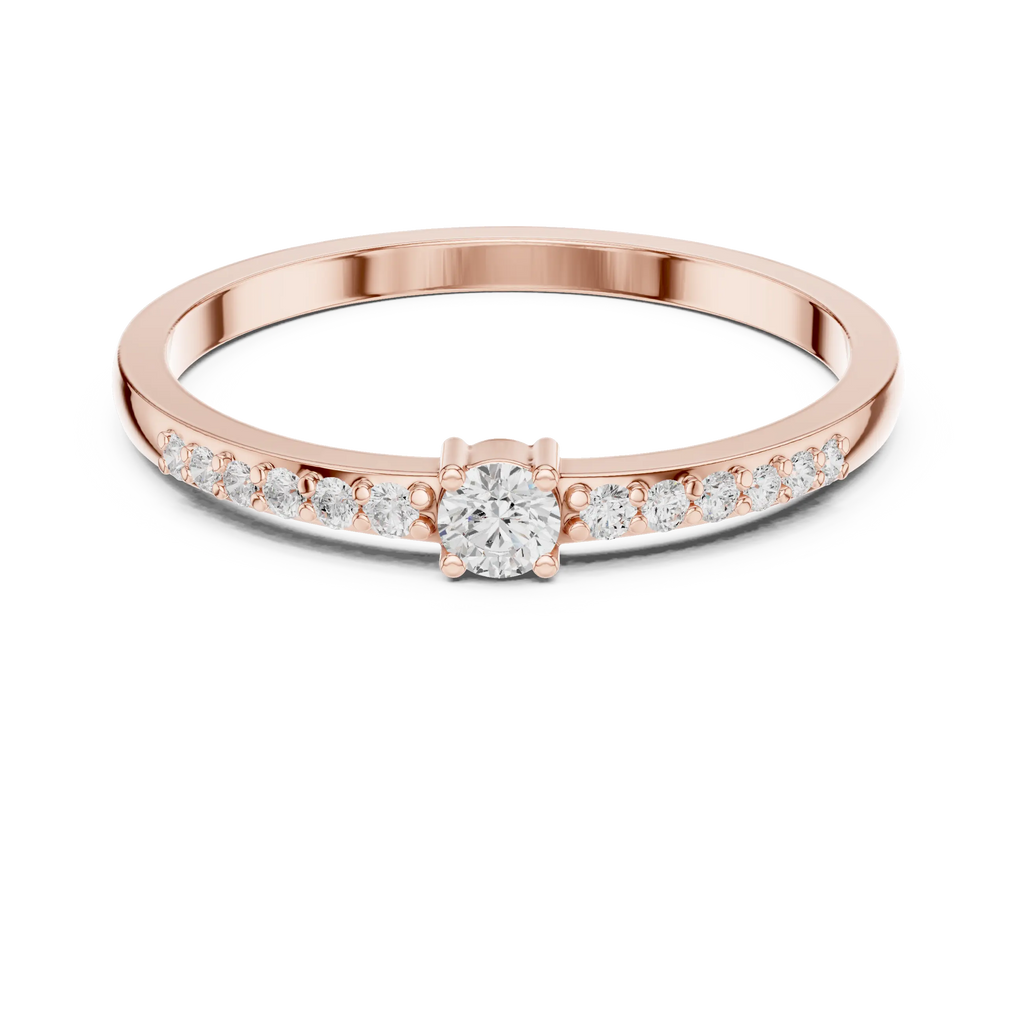 14K White Gold Petite Round Diamond Classic Pavé Accent Stacking Band