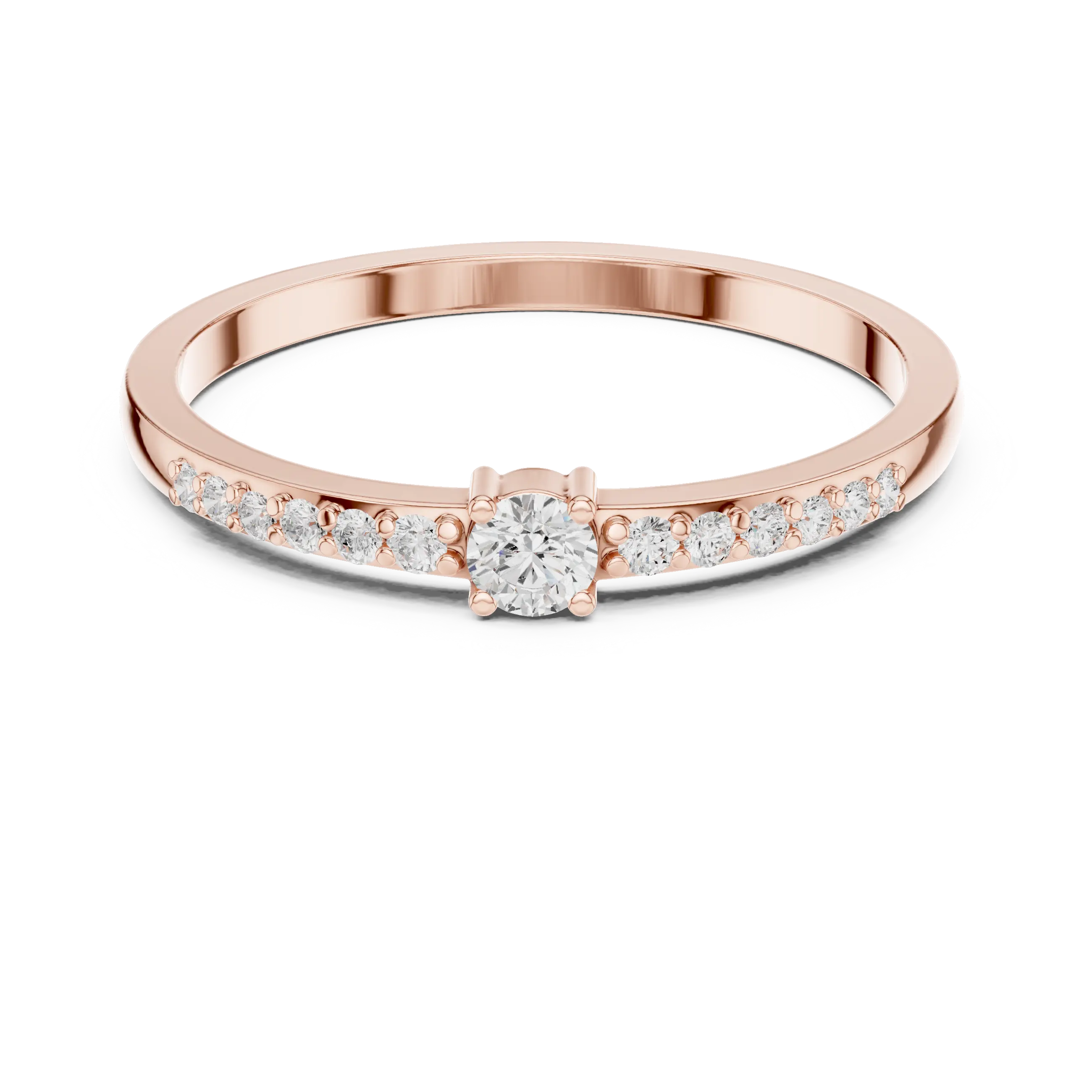 14K White Gold Petite Round Diamond Classic Pavé Accent Stacking Band