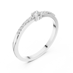 14K White Gold Petite Round Diamond Classic Pavé Accent Stacking Band