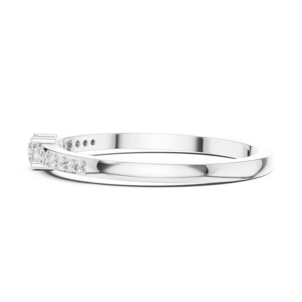 14K White Gold Petite Round Diamond Classic Pavé Accent Stacking Band