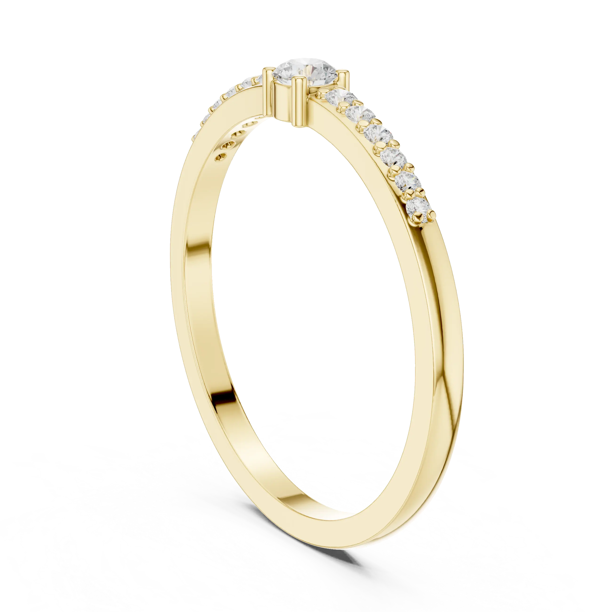 14K White Gold Petite Round Diamond Classic Pavé Accent Stacking Band