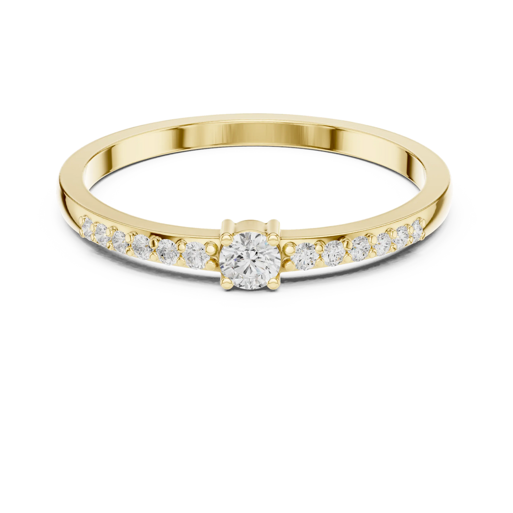 14K White Gold Petite Round Diamond Classic Pavé Accent Stacking Band