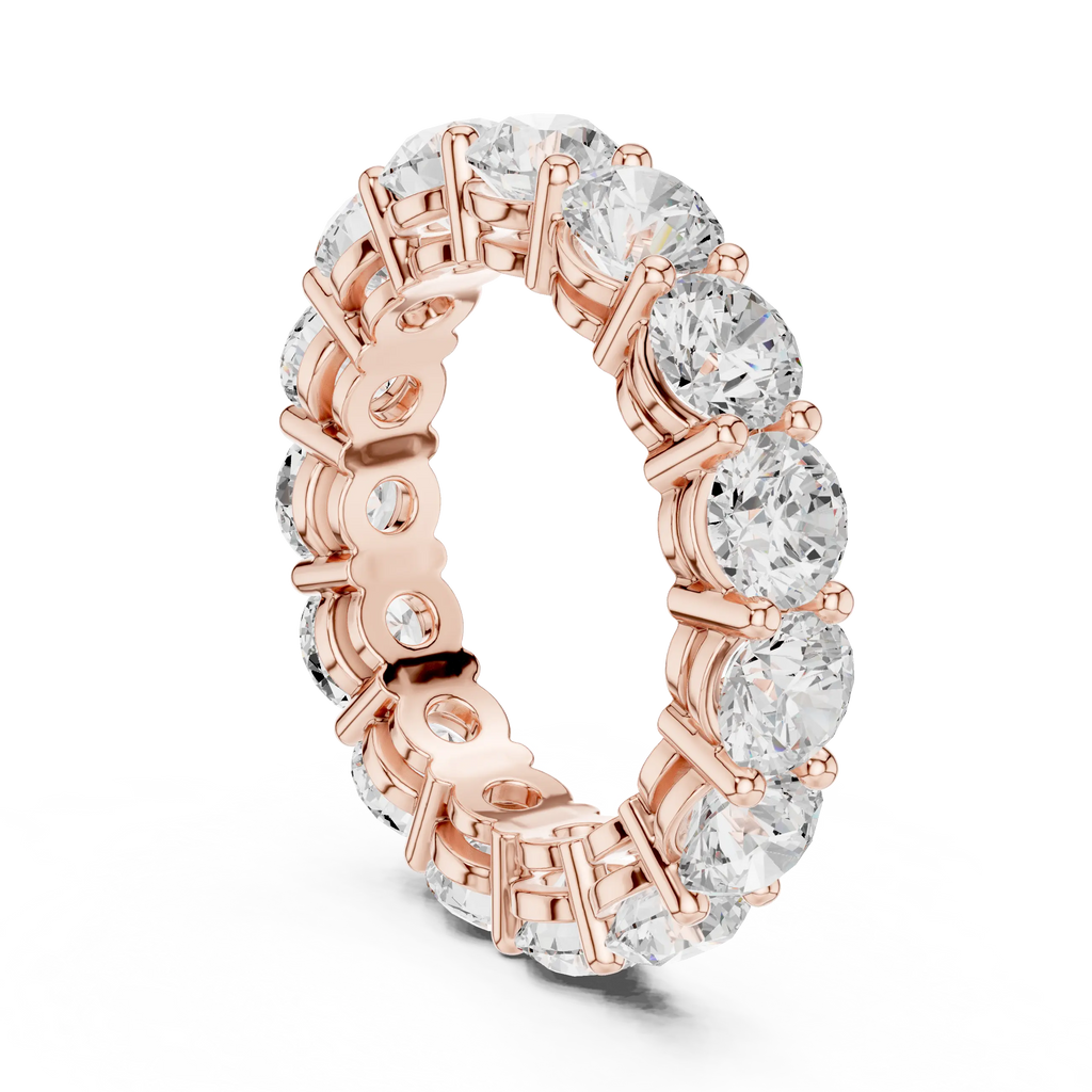 18K Yellow Gold Grand Round Moissanite Diamond Eternity Band
