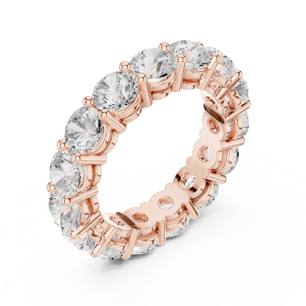 18K Yellow Gold Grand Round Moissanite Diamond Eternity Band