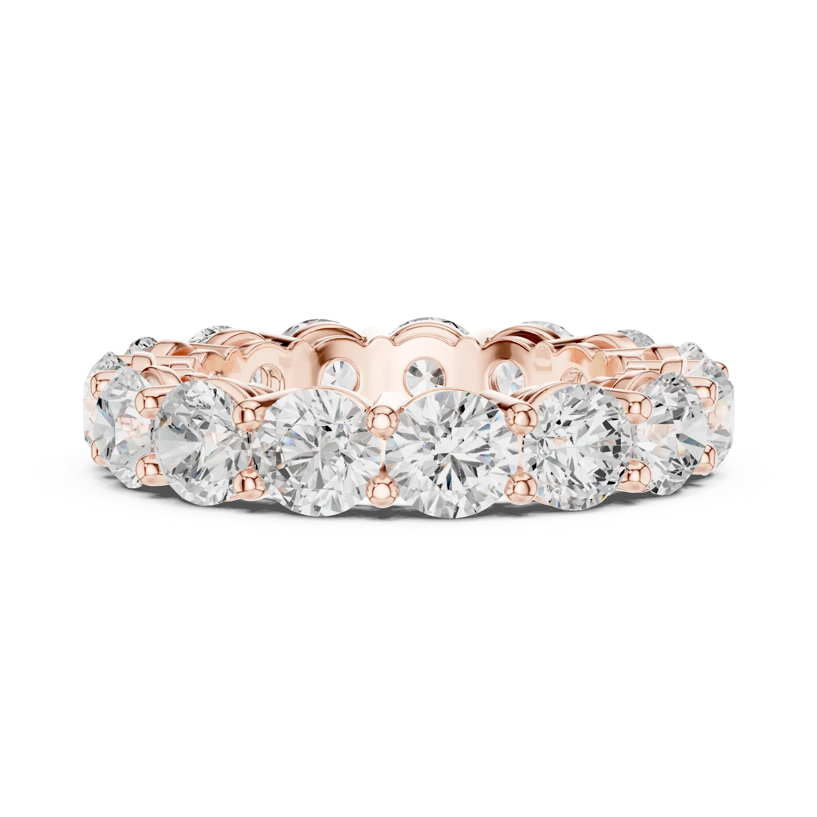 18K Yellow Gold Grand Round Moissanite Diamond Eternity Band