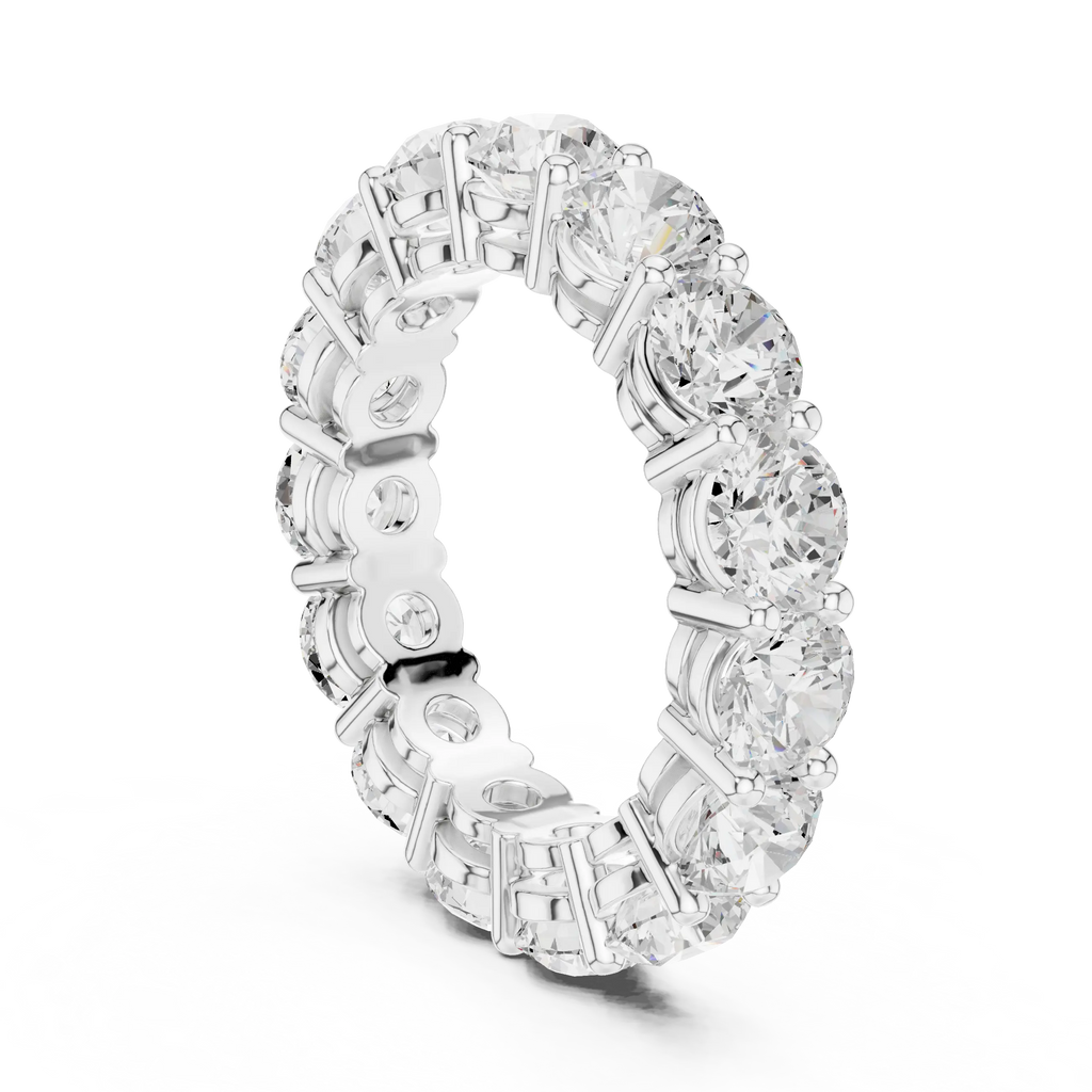 18K Yellow Gold Grand Round Moissanite Diamond Eternity Band