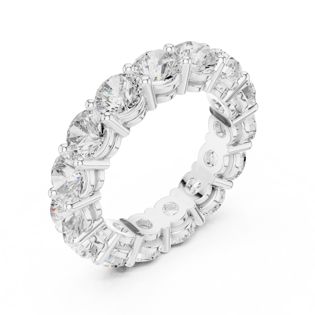 18K Yellow Gold Grand Round Moissanite Diamond Eternity Band
