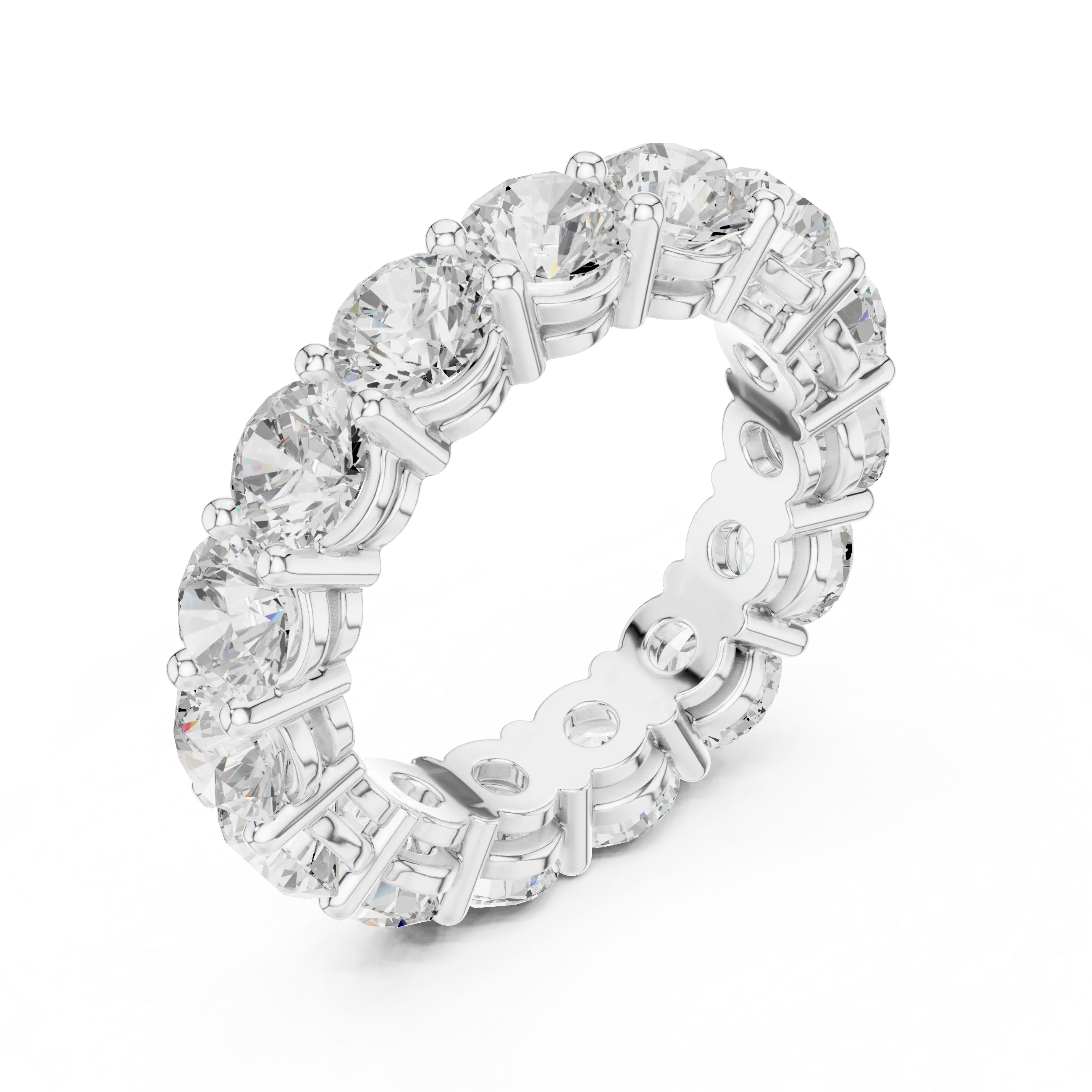 18K Yellow Gold Grand Round Moissanite Diamond Eternity Band