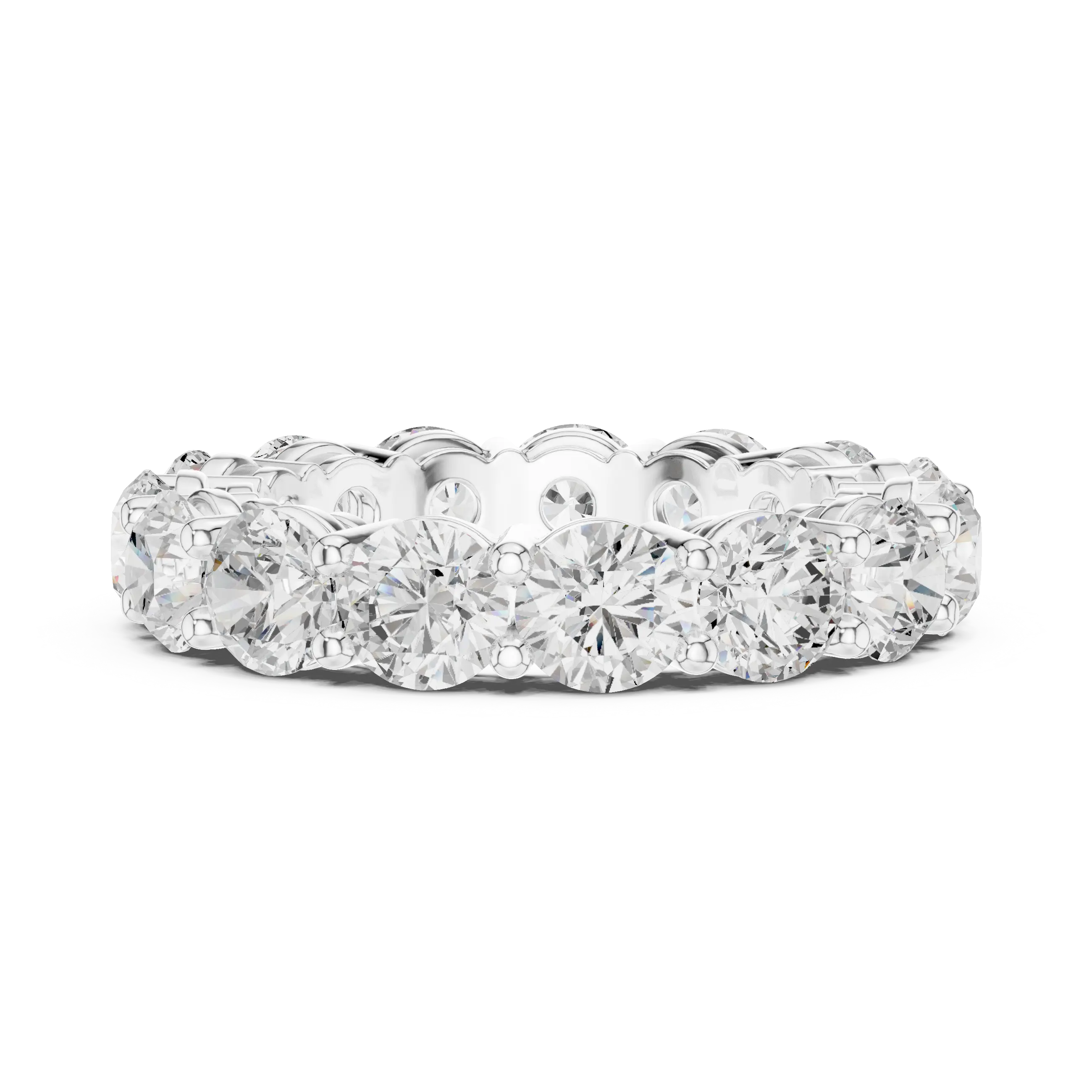 18K Yellow Gold Grand Round Moissanite Diamond Eternity Band