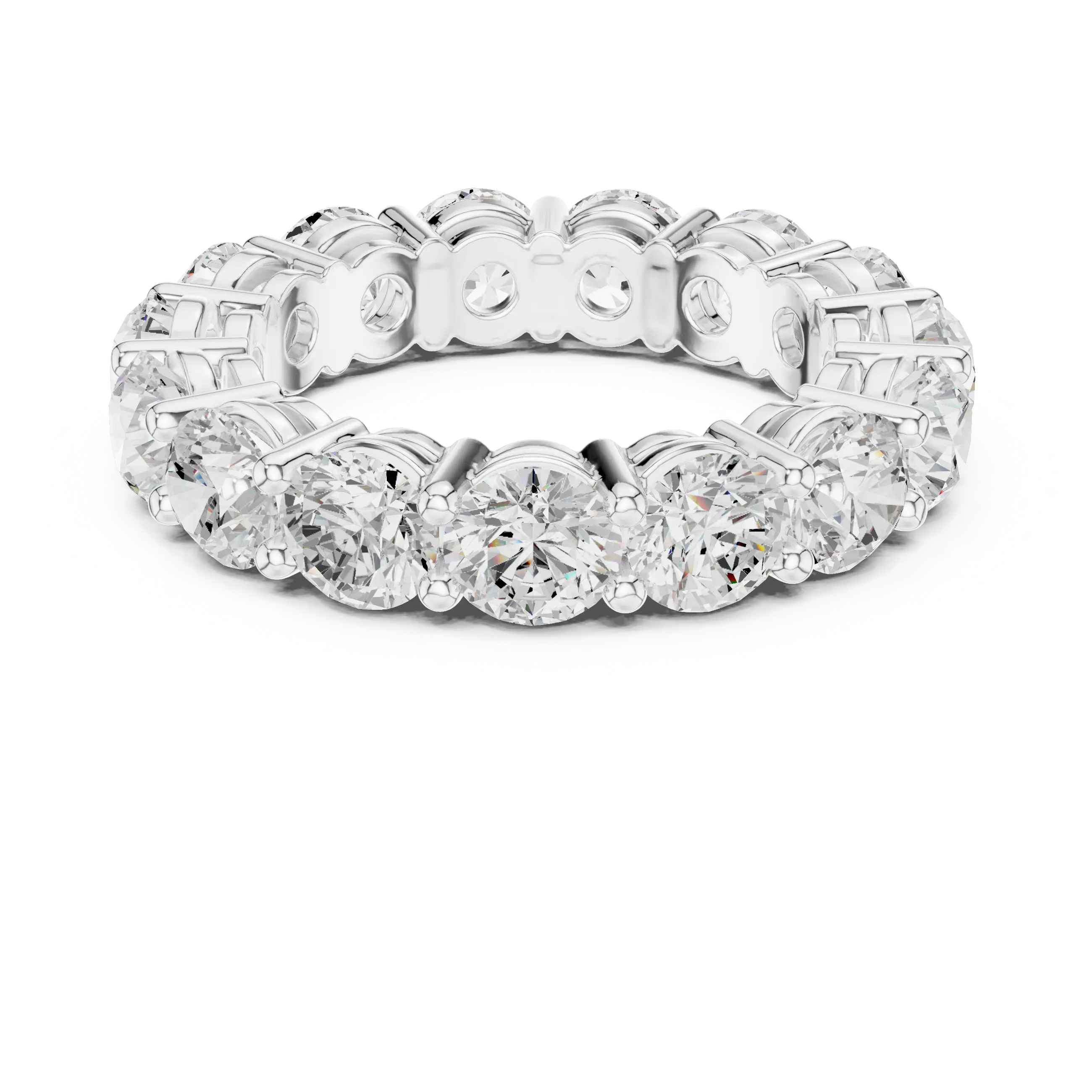 18K Yellow Gold Grand Round Moissanite Diamond Eternity Band