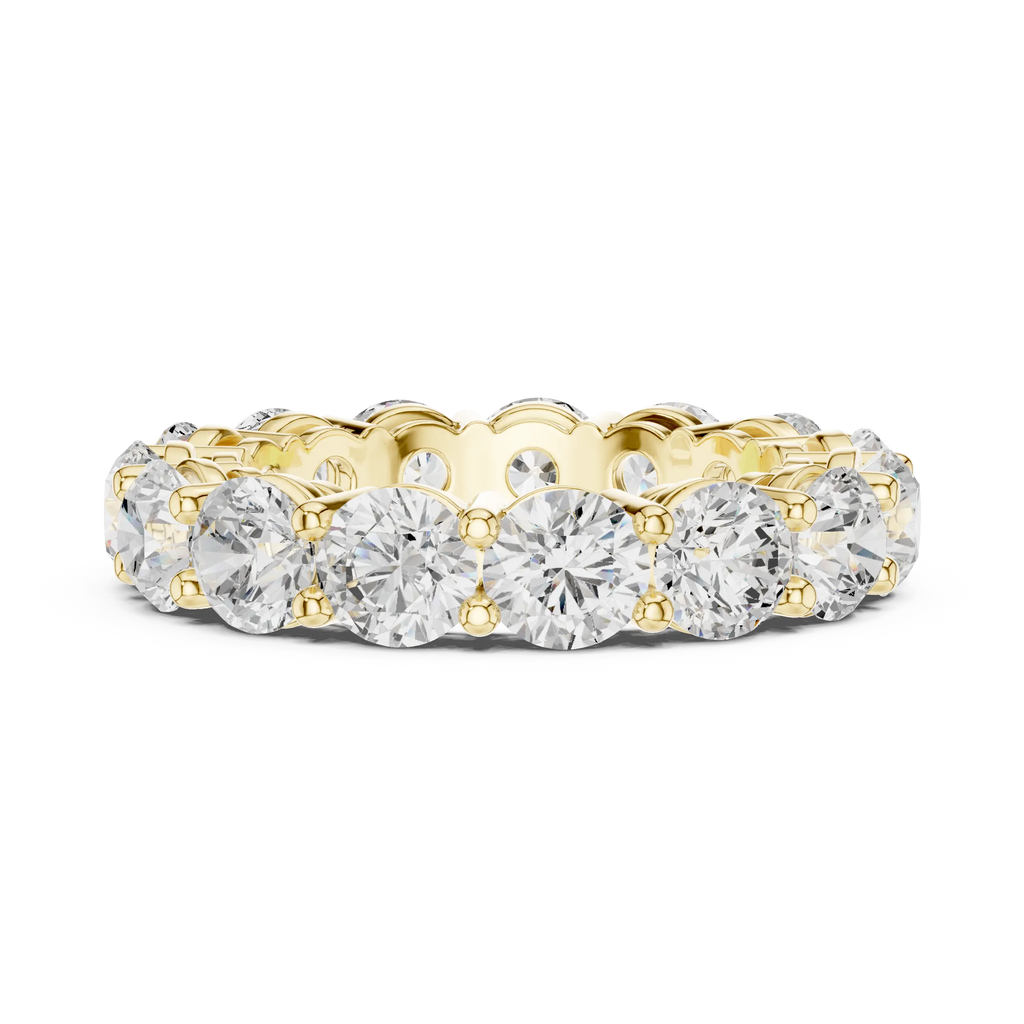 18K Yellow Gold Grand Round Moissanite Diamond Eternity Band