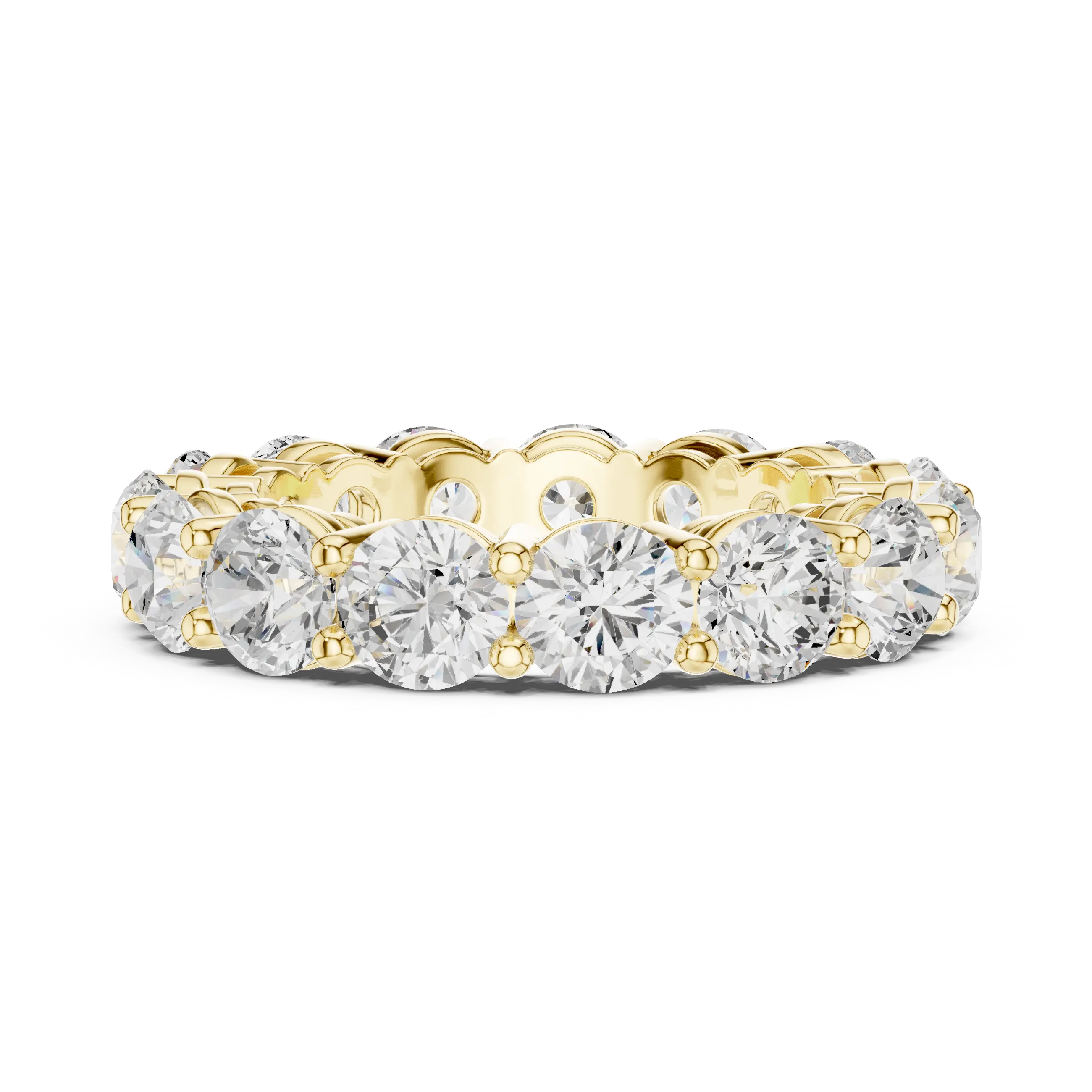 18K Yellow Gold Grand Round Moissanite Diamond Eternity Band