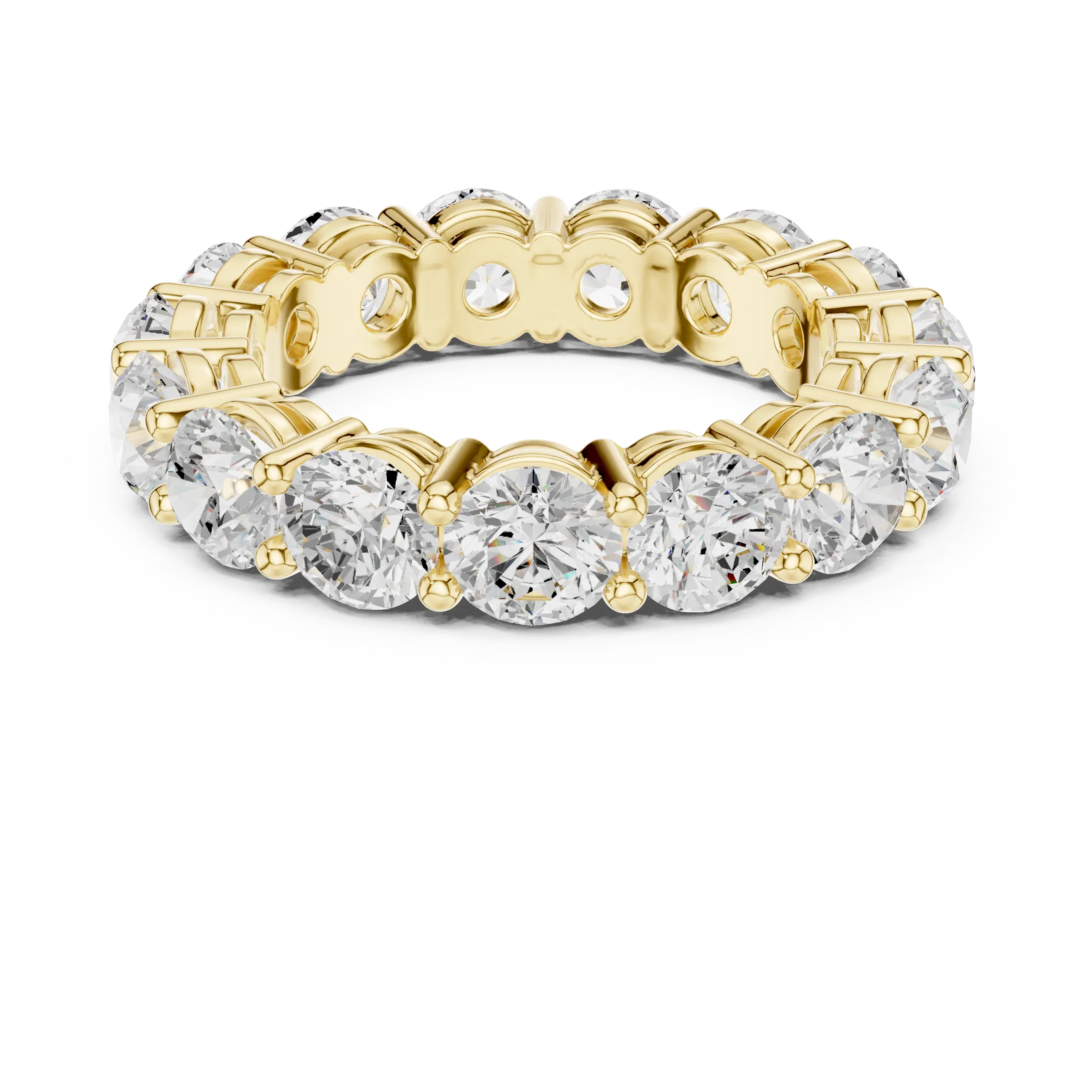 18K Yellow Gold Grand Round Moissanite Diamond Eternity Band