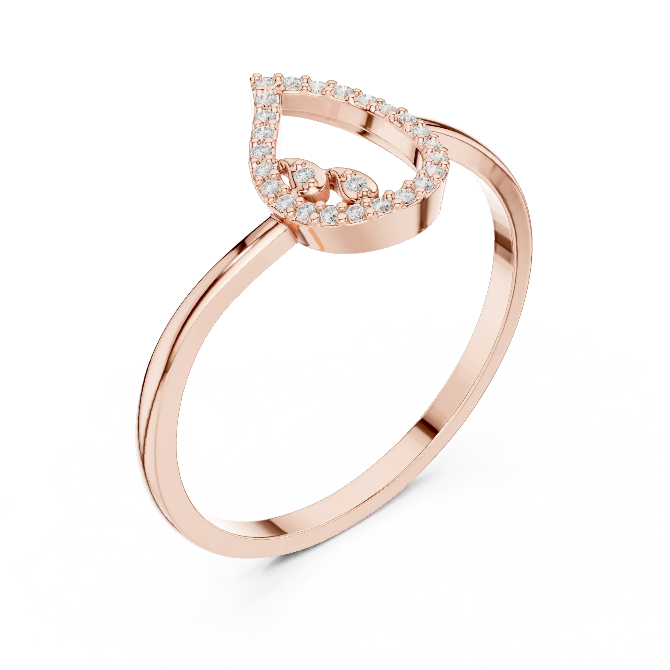 10K White Gold Pear Outline Diamond Outline Stacking Ring
