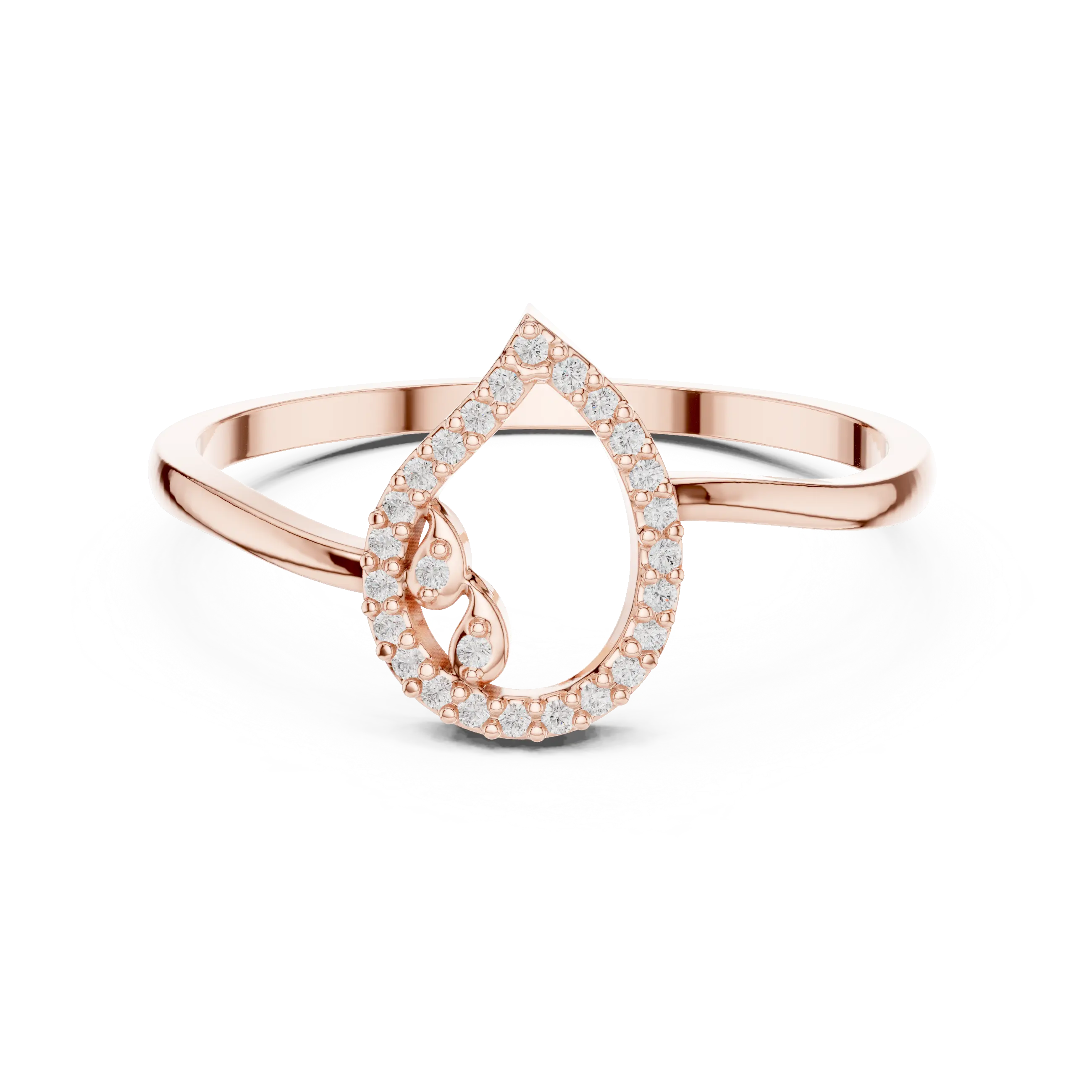 10K White Gold Pear Outline Diamond Outline Stacking Ring