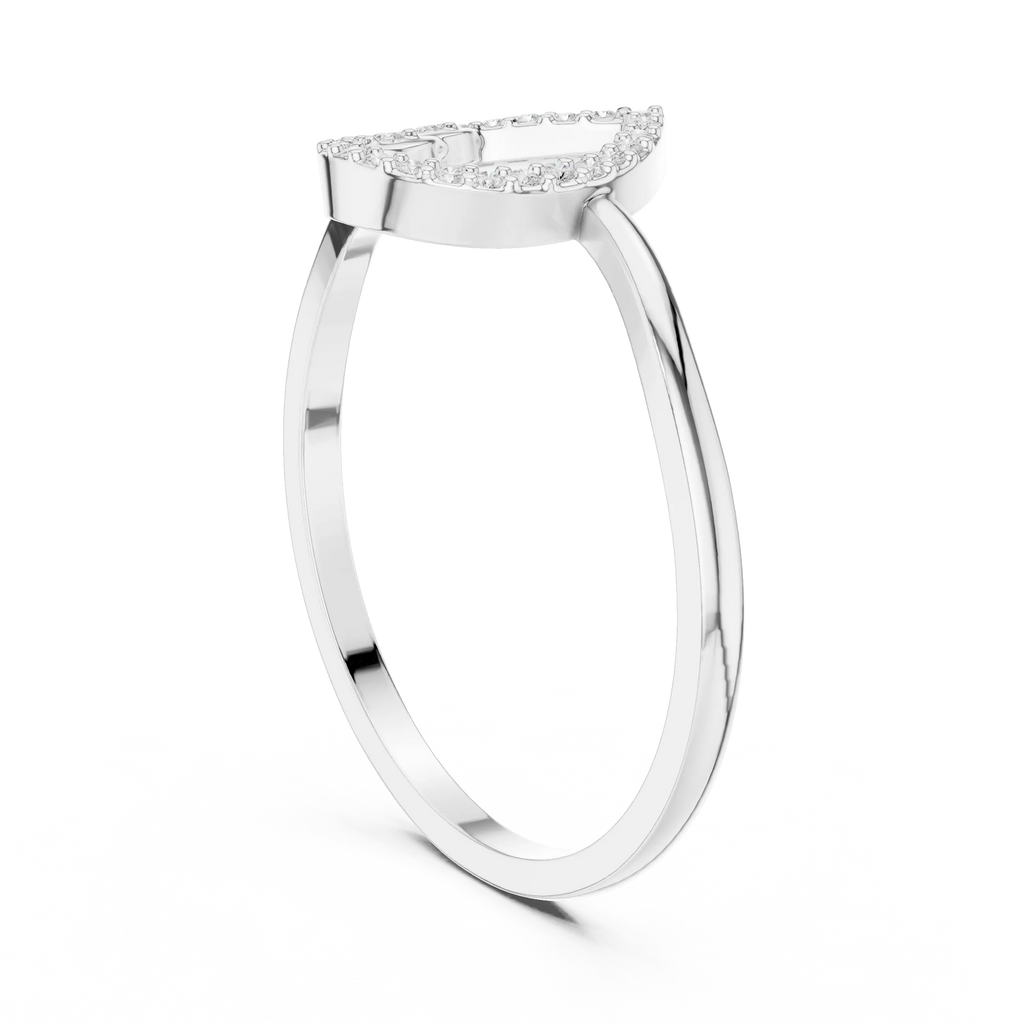 10K White Gold Pear Outline Diamond Outline Stacking Ring